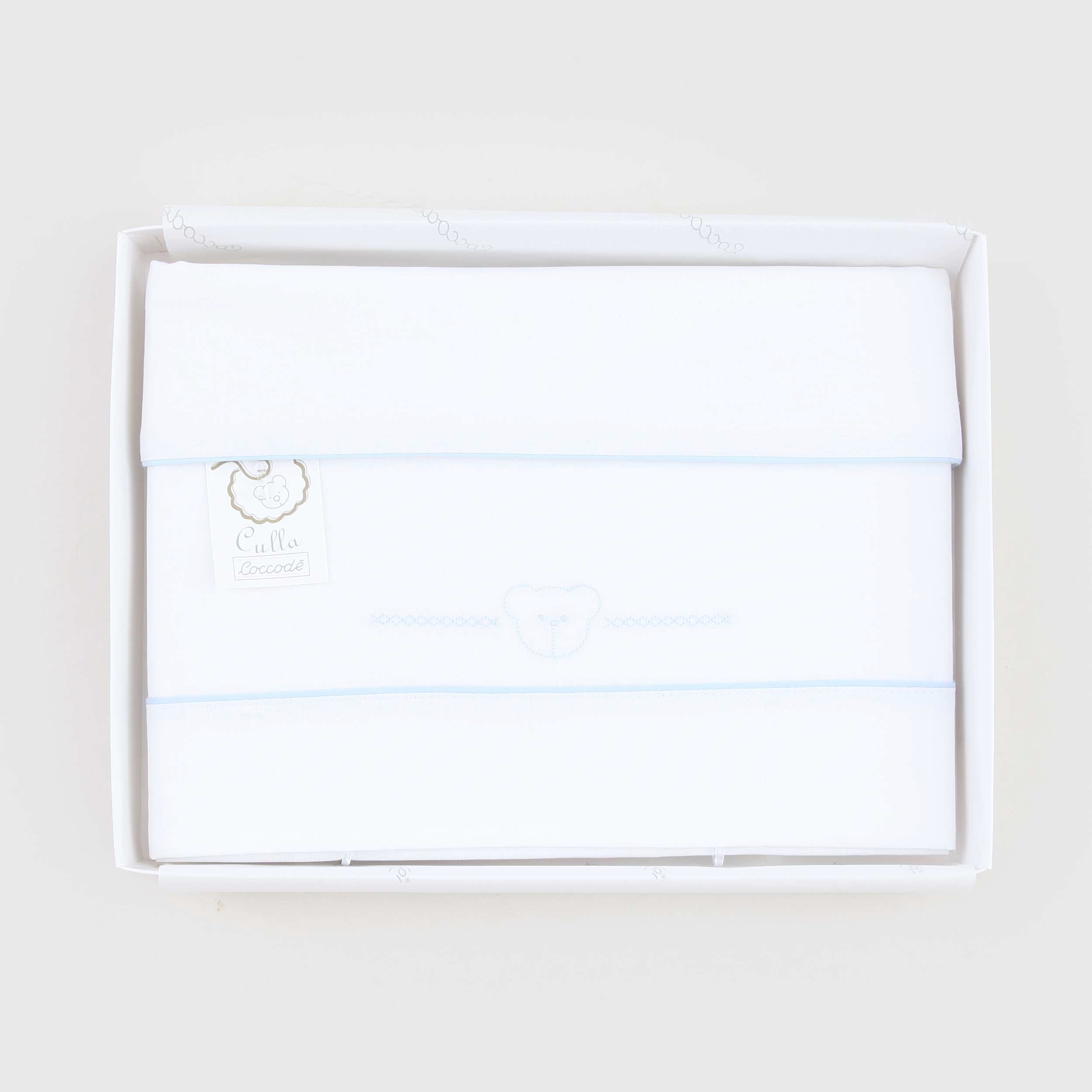 Lenzuolo Bianco E Celeste Tre Pezzi By COCCODE - annameglio.com abbigliamento moda