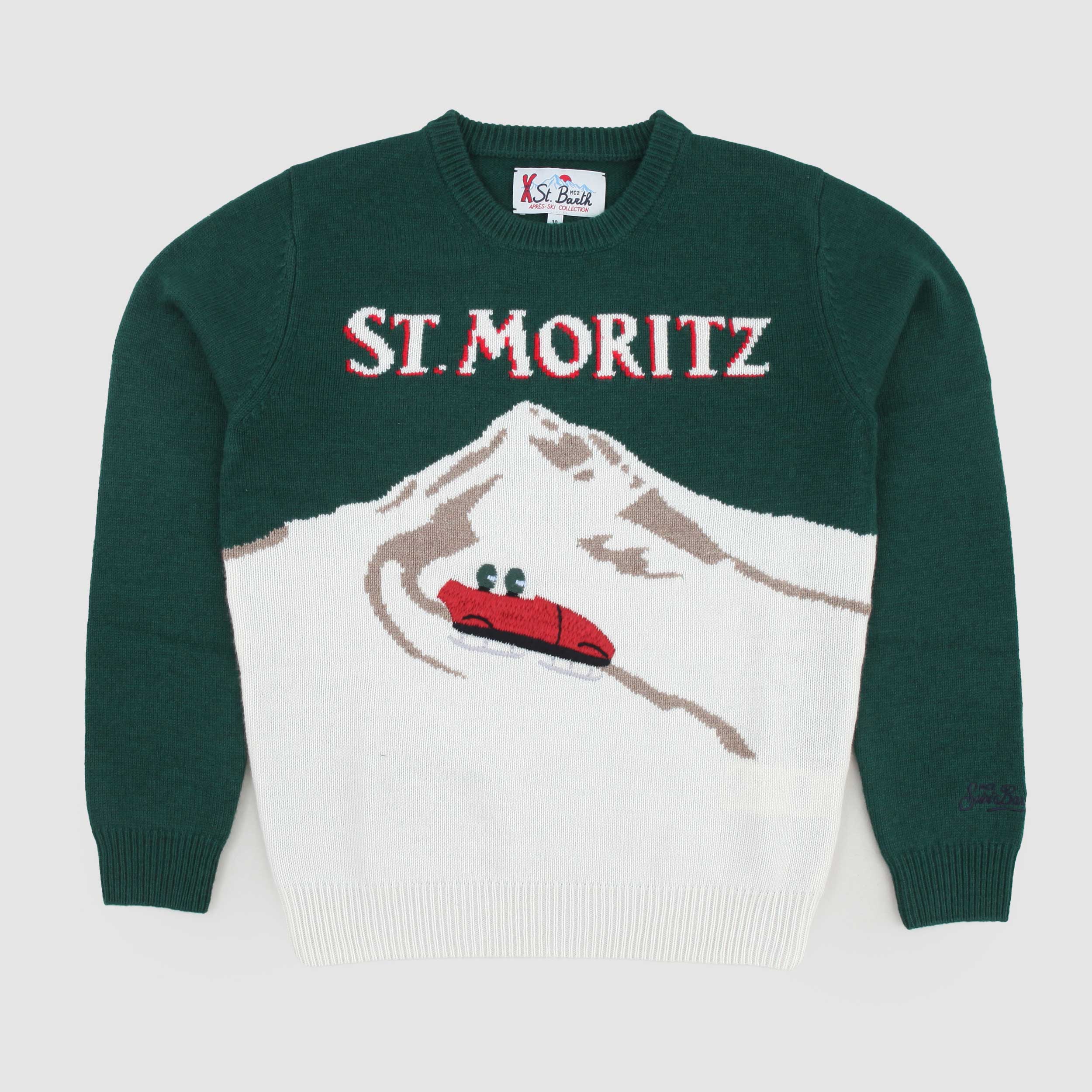 Pullover Verde Con Ricamo Firmato MC2 SAINT BARTH - annameglio.com abbigliamento moda