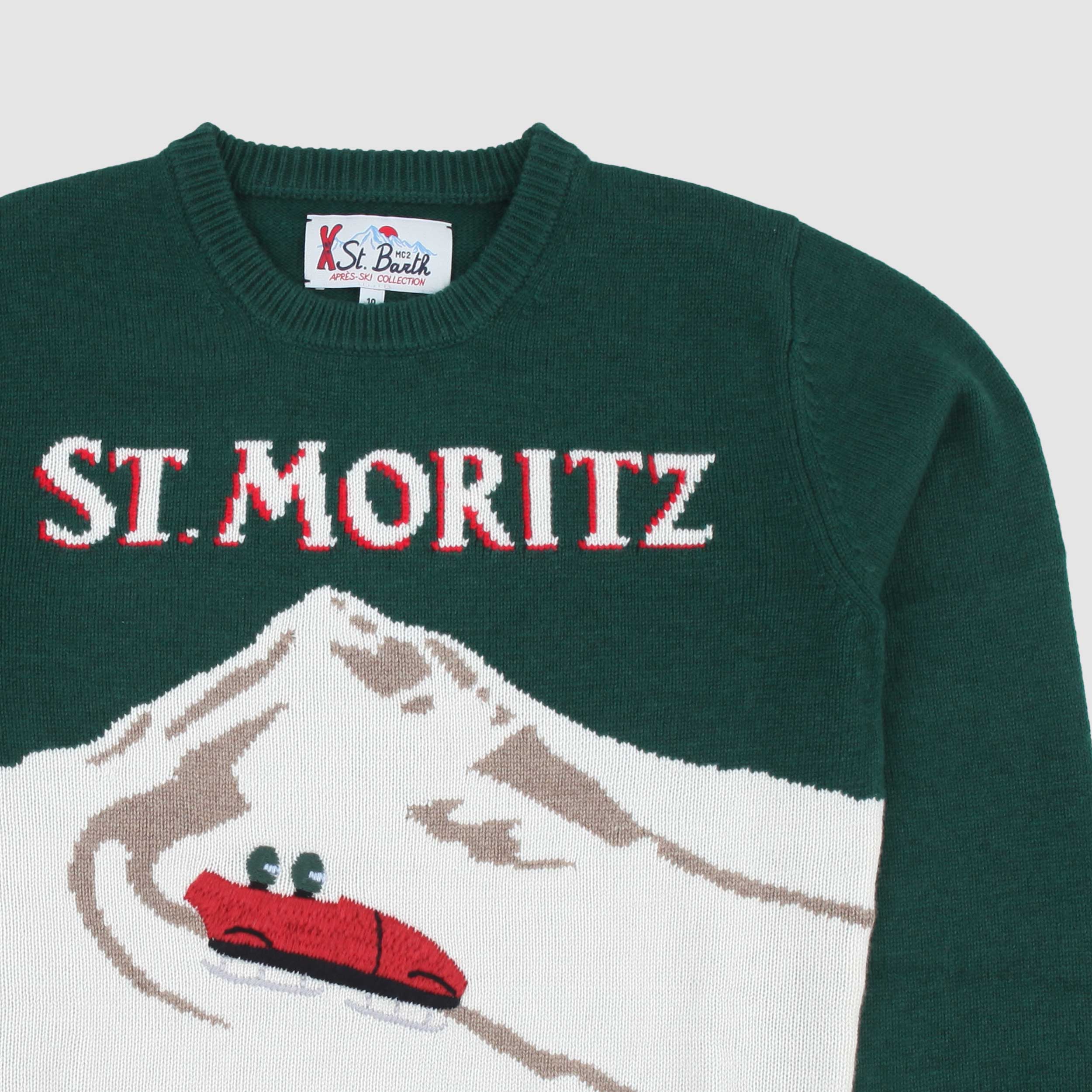 Pullover Verde Con Ricamo Firmato MC2 SAINT BARTH - annameglio.com abbigliamento moda