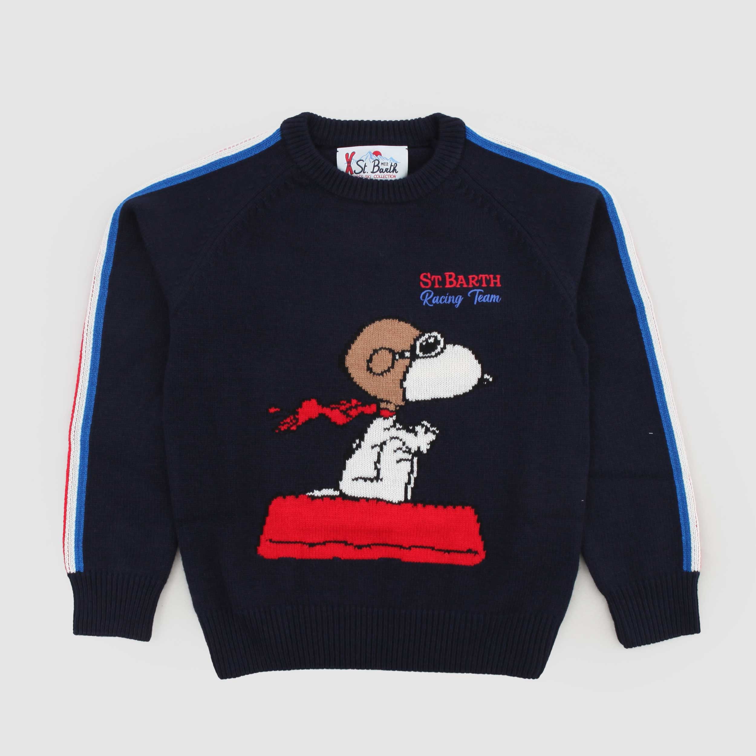 Maglioncino Blu Con Bande Firmato MC2 SAINT BARTH - annameglio.com abbigliamento moda