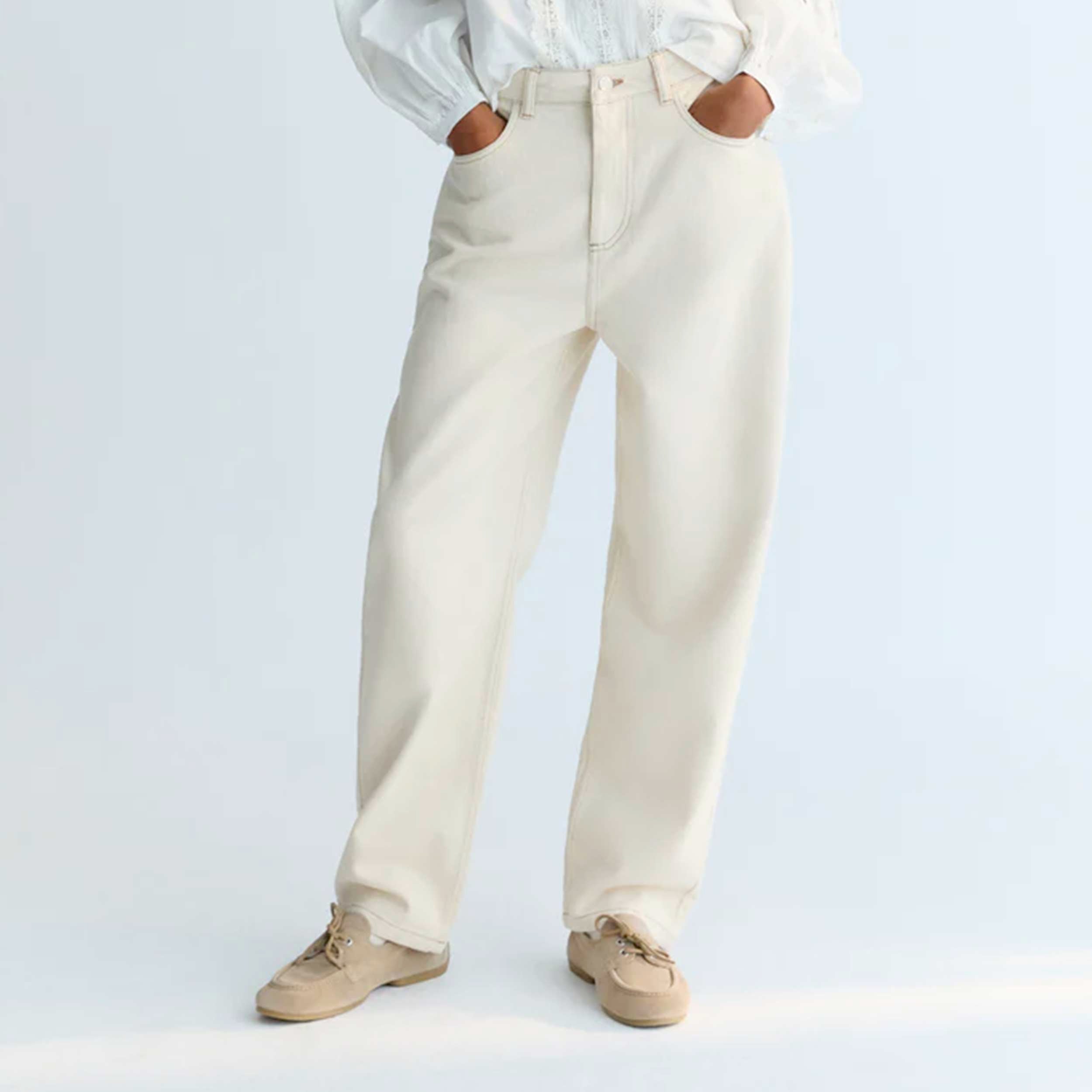 Pantalone Ecru In Denim Firmato THE NEW SOCIETY - annameglio.com abbigliamento moda