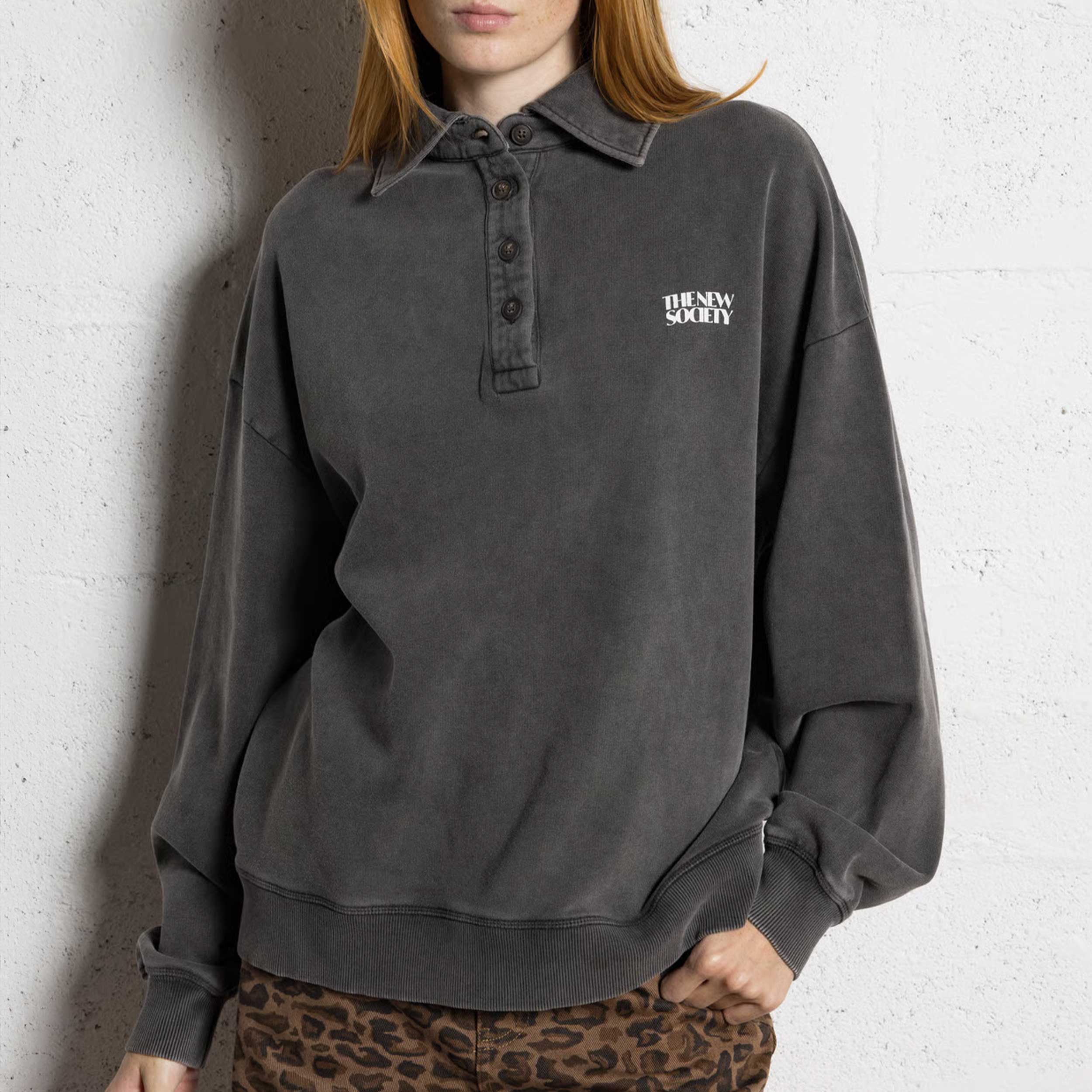 Felpa Polo Antracite Firmata THE NEW SOCIETY - annameglio.com abbigliamento moda