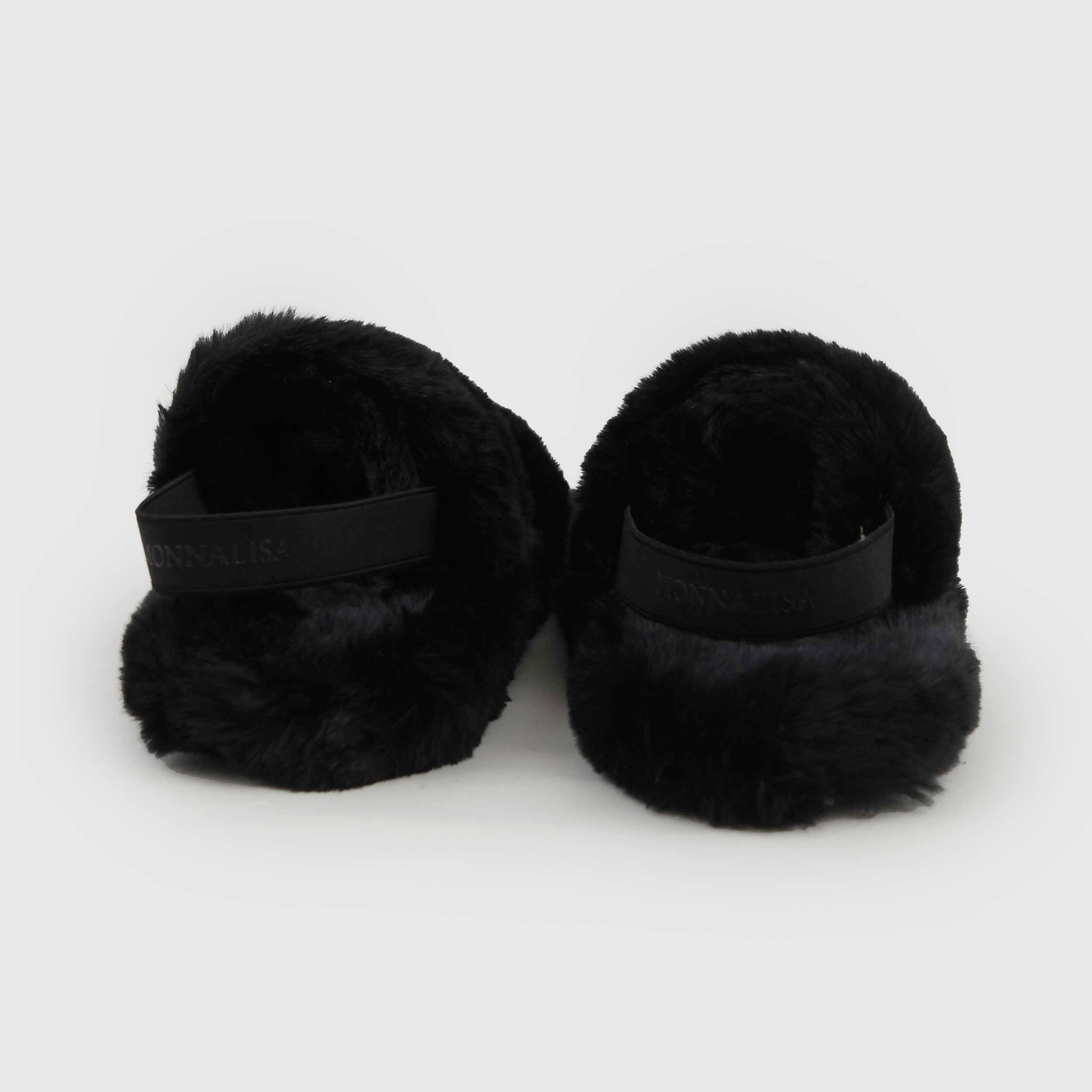Ciabatta Nera In Peluche Firmata MONNALISA - annameglio.com abbigliamento moda