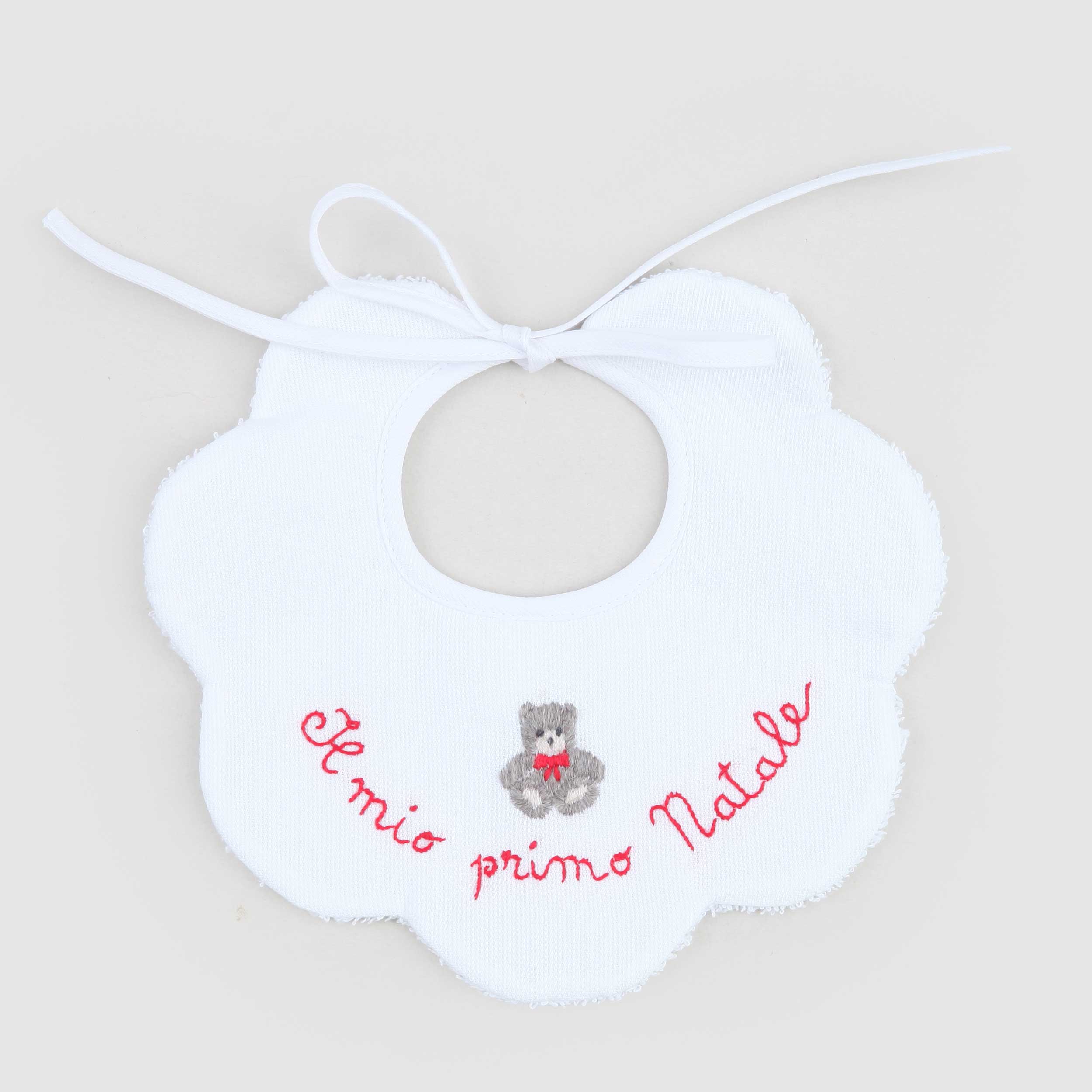 Bavaglino Bianco Con Ricamo Rosso Firmato COLIBRI - annameglio.com abbigliamento moda