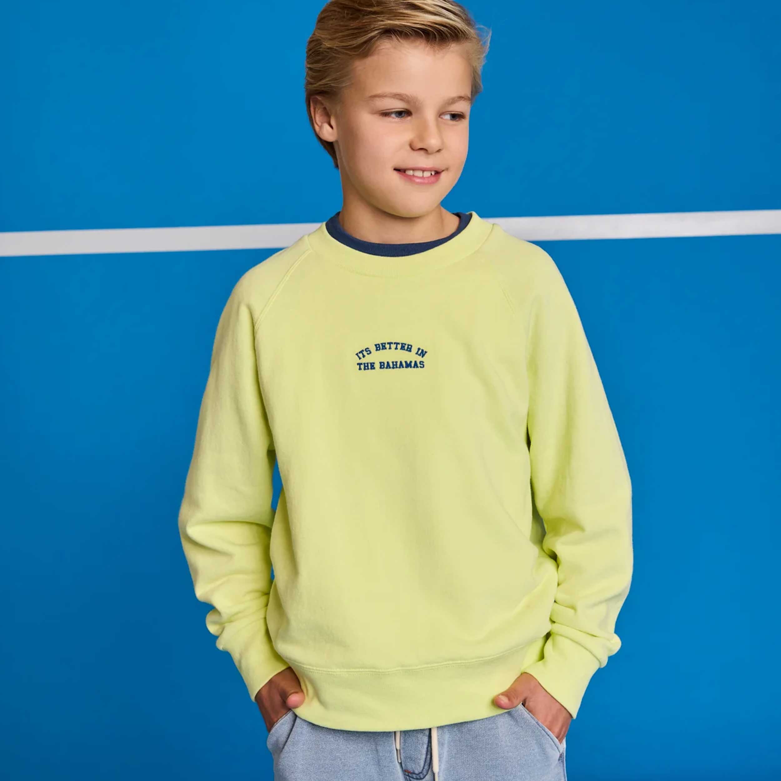 Felpa Giallo Fluo con Piccolo Logo Firmata AMERICAN OUTFITTERS