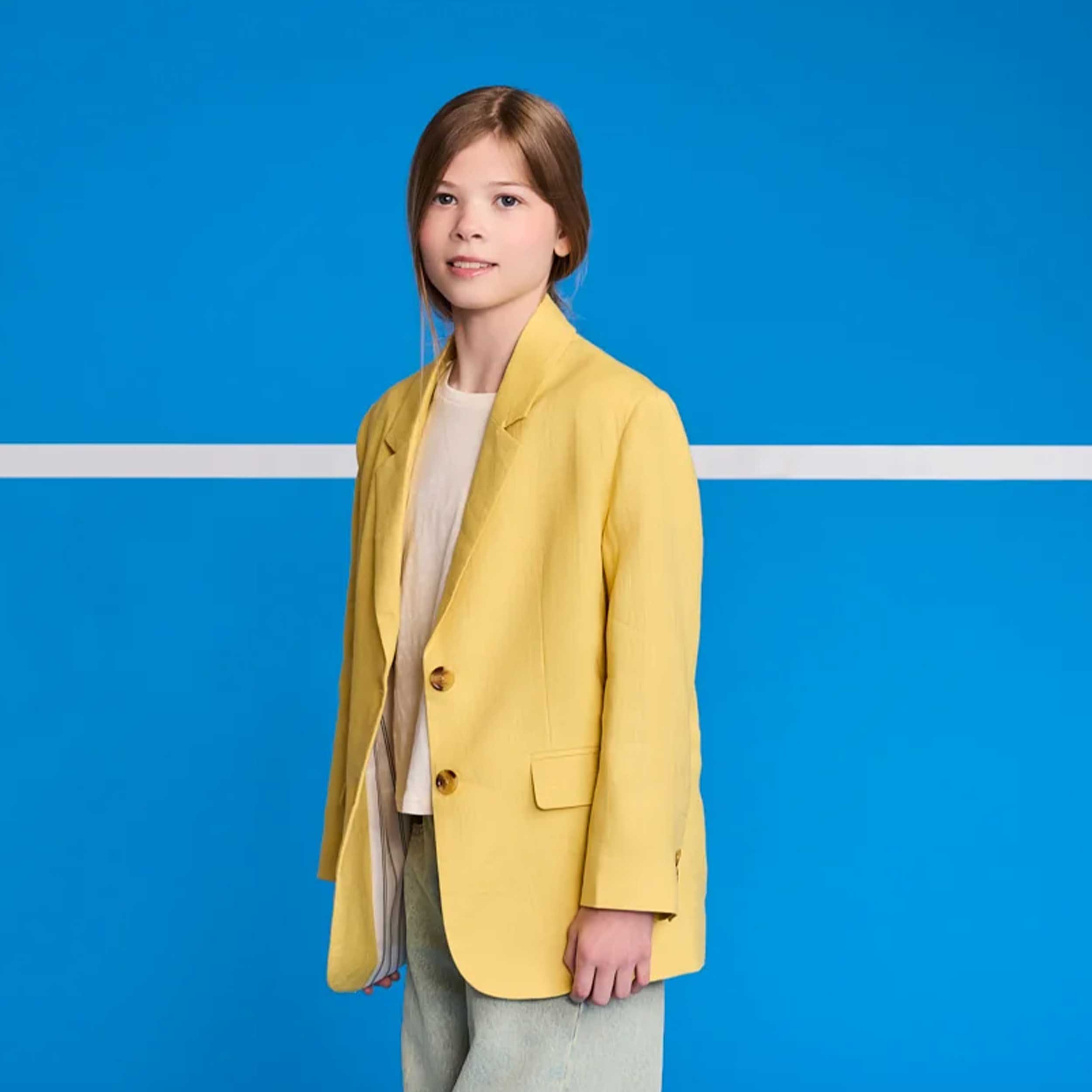 Ochre Yellow Linen Jacket by AMERICAN OUTFITTERS