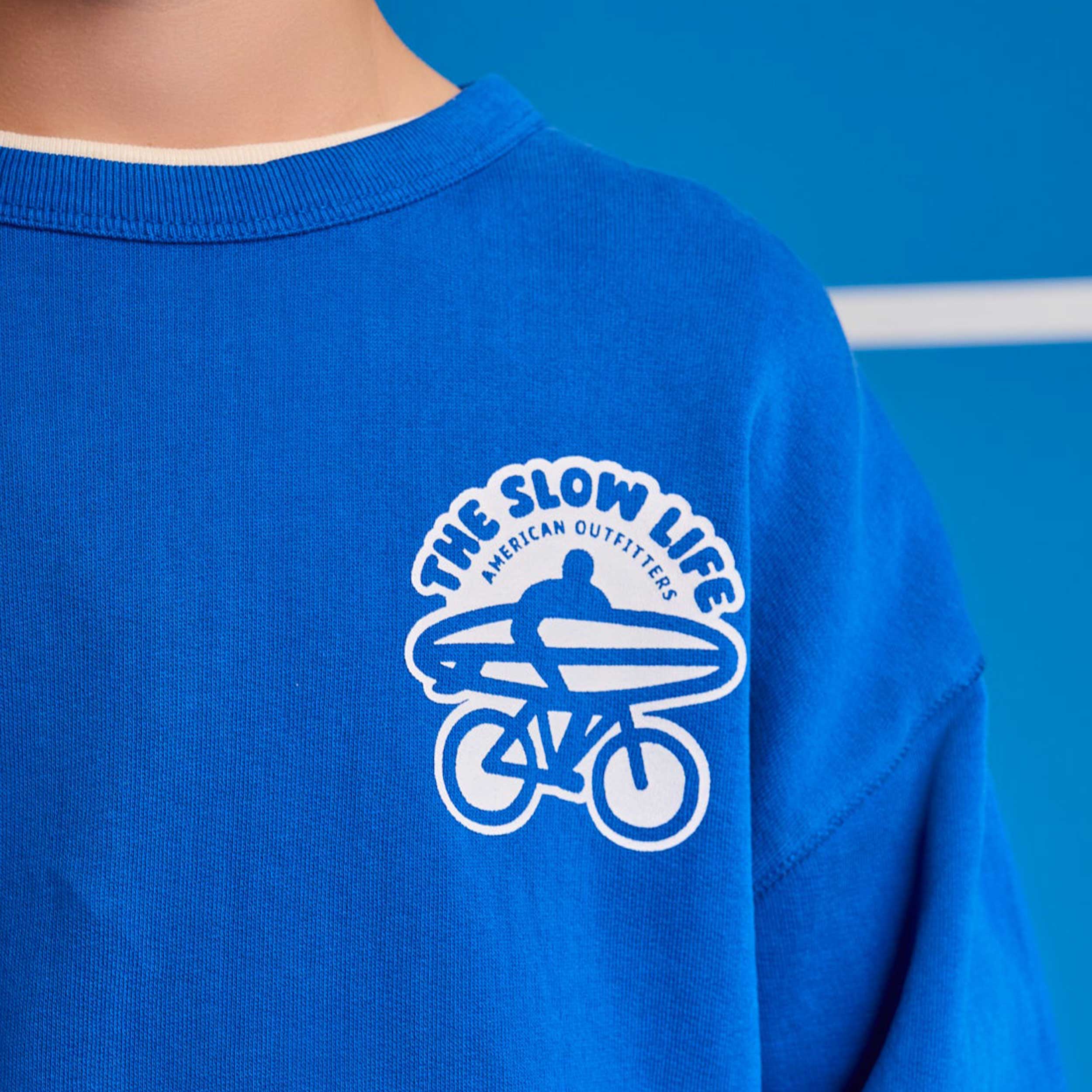 Felpa Azzurra con Stampa Iconica Firmata AMERICAN OUTFITTERS