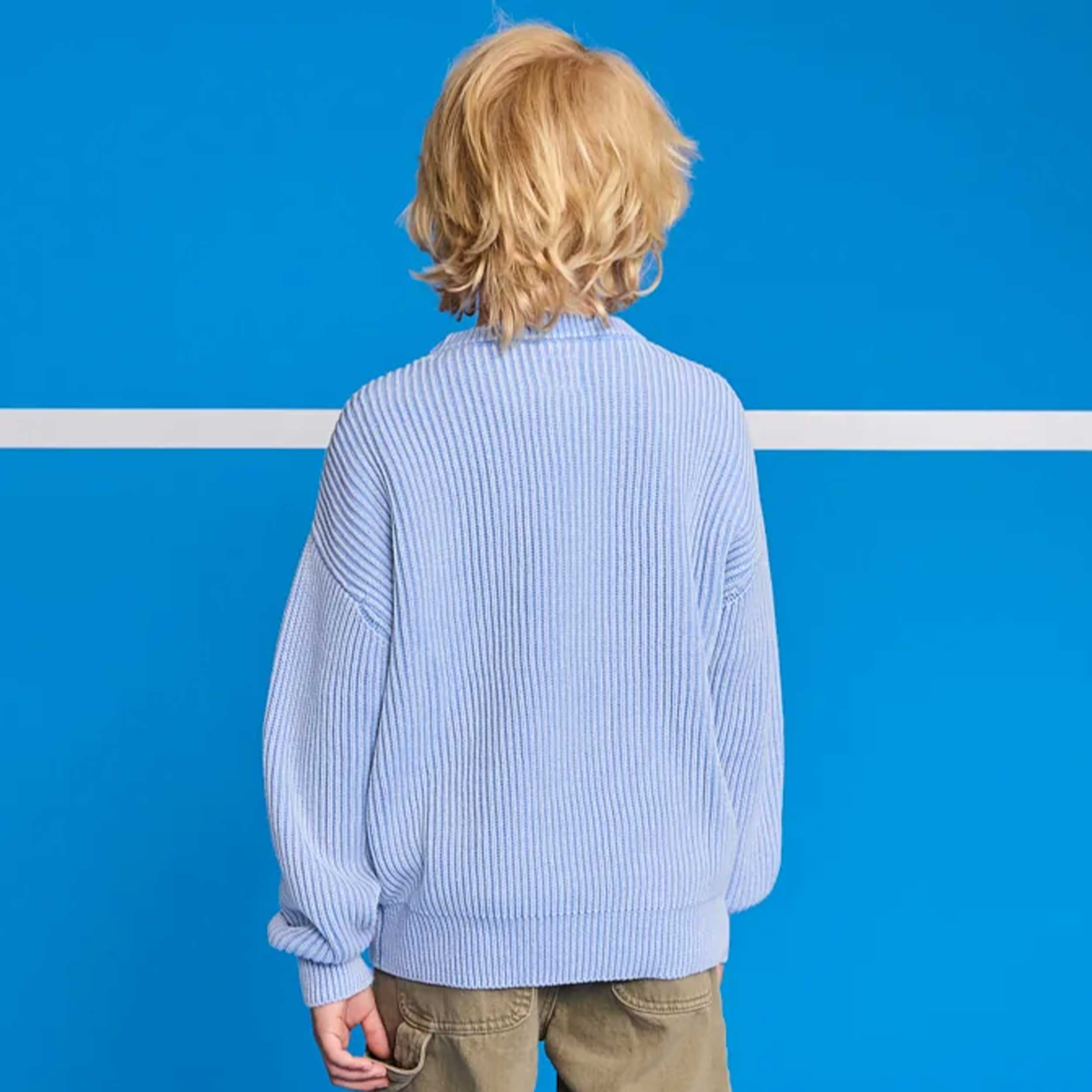 Maglioncino Celeste con Lavorazione a Coste Firmato AMERICAN OUTFITTERS