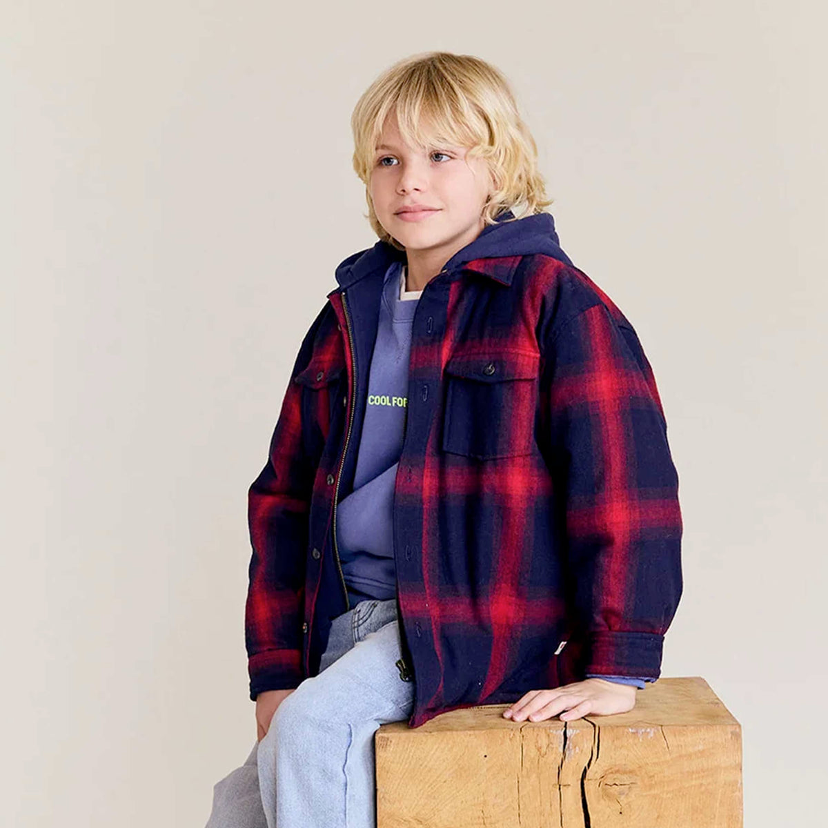 Felpa Camicia a Quadri Rossa e Blu per Ragazzo by AMERICAN OUTFITTERS