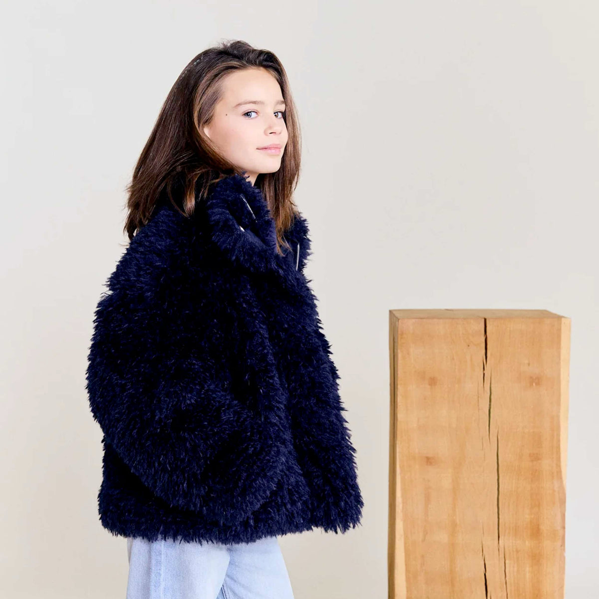 Giubbino Blu in Pelliccia Sintetica per Ragazza by AMERICAN OUTFITTERS