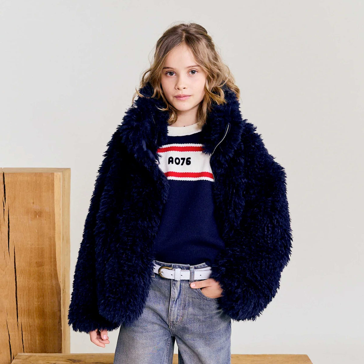 Giubbino Blu in Pelliccia Sintetica per Ragazza by AMERICAN OUTFITTERS