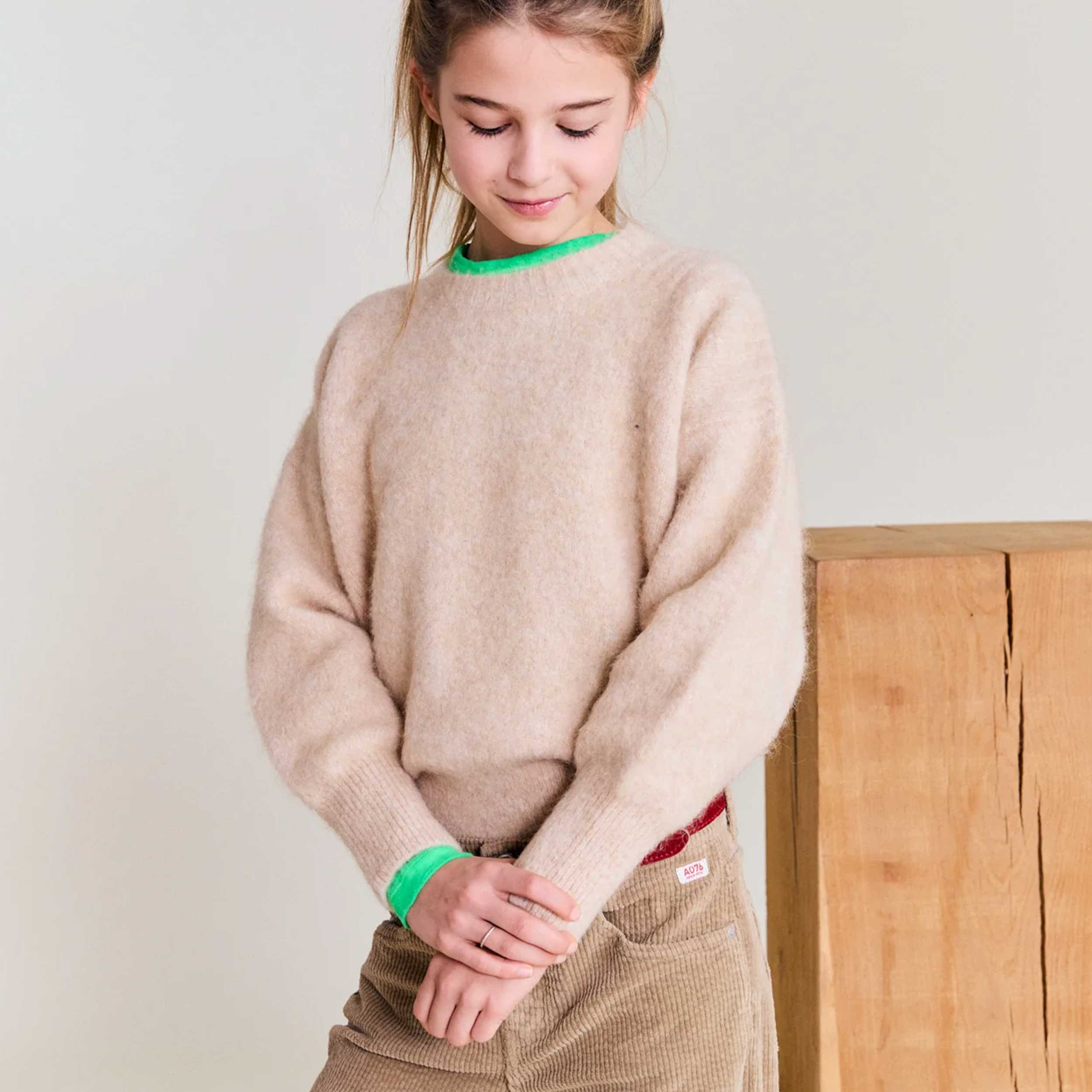 Beige Pullover with Girl Work by AMERICAN OUTFITTERS
