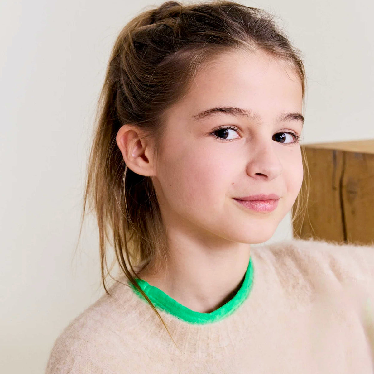 Beige Pullover with Girl Work by AMERICAN OUTFITTERS