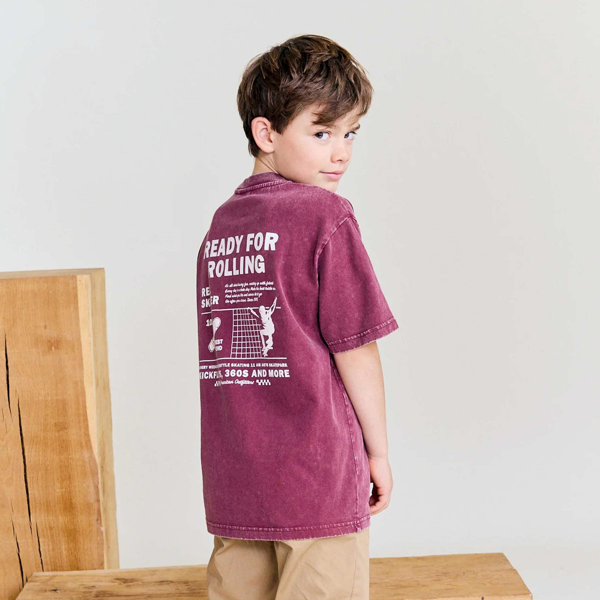 T-Shirt Color Vinaccio con Taschino per Ragazzo by AMERICAN OUTFITTERS
