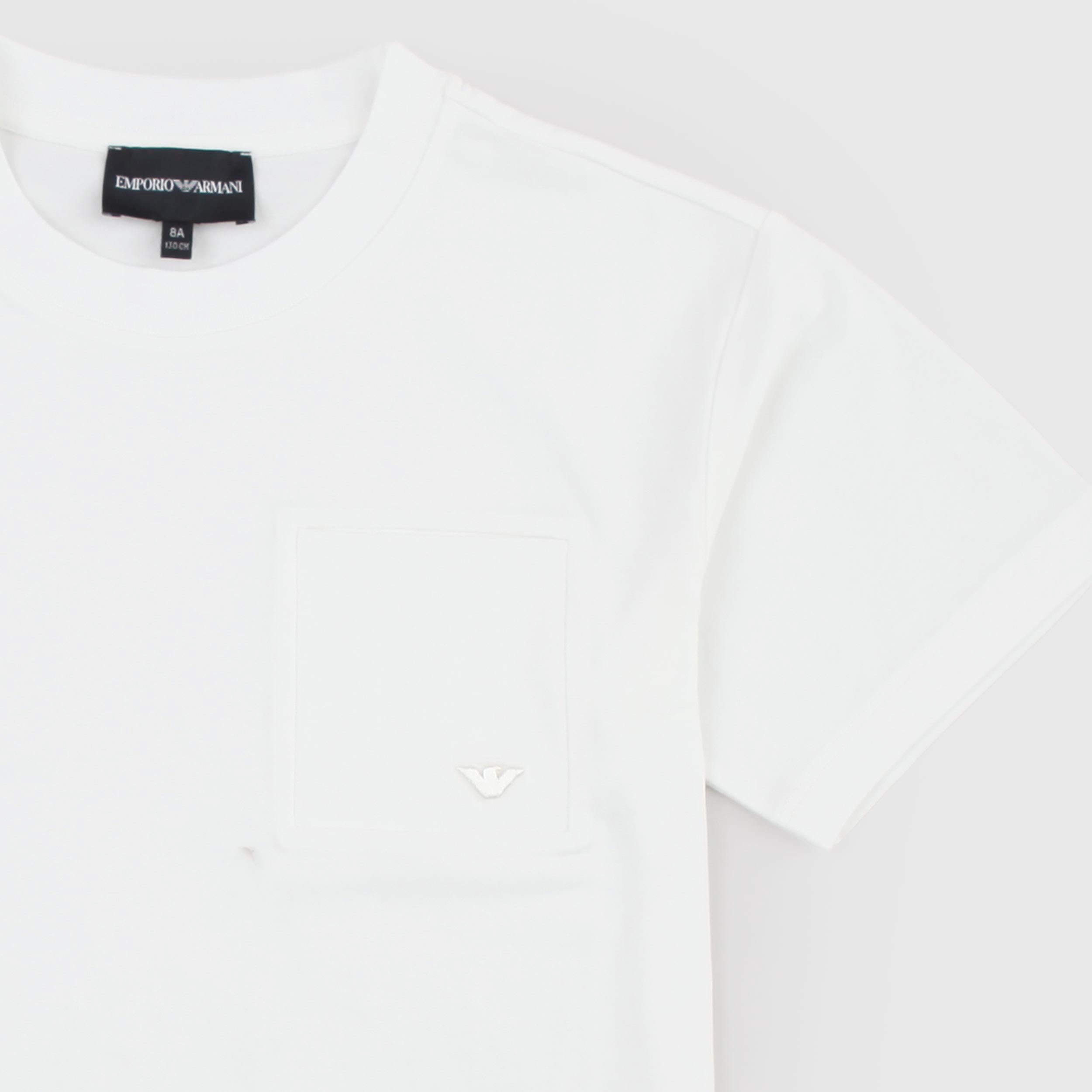 T-shirt Bianca con Logo Tono su Tono Firmata ARMANI JUNIOR