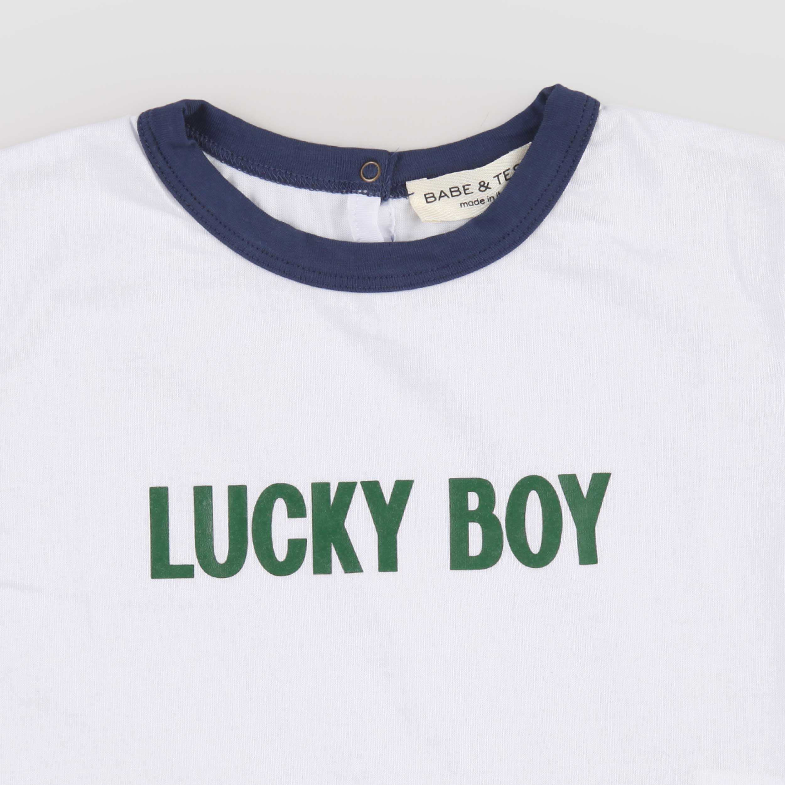 T-shirt Bianca con Collo Bordato Firmata BABE AND TESS