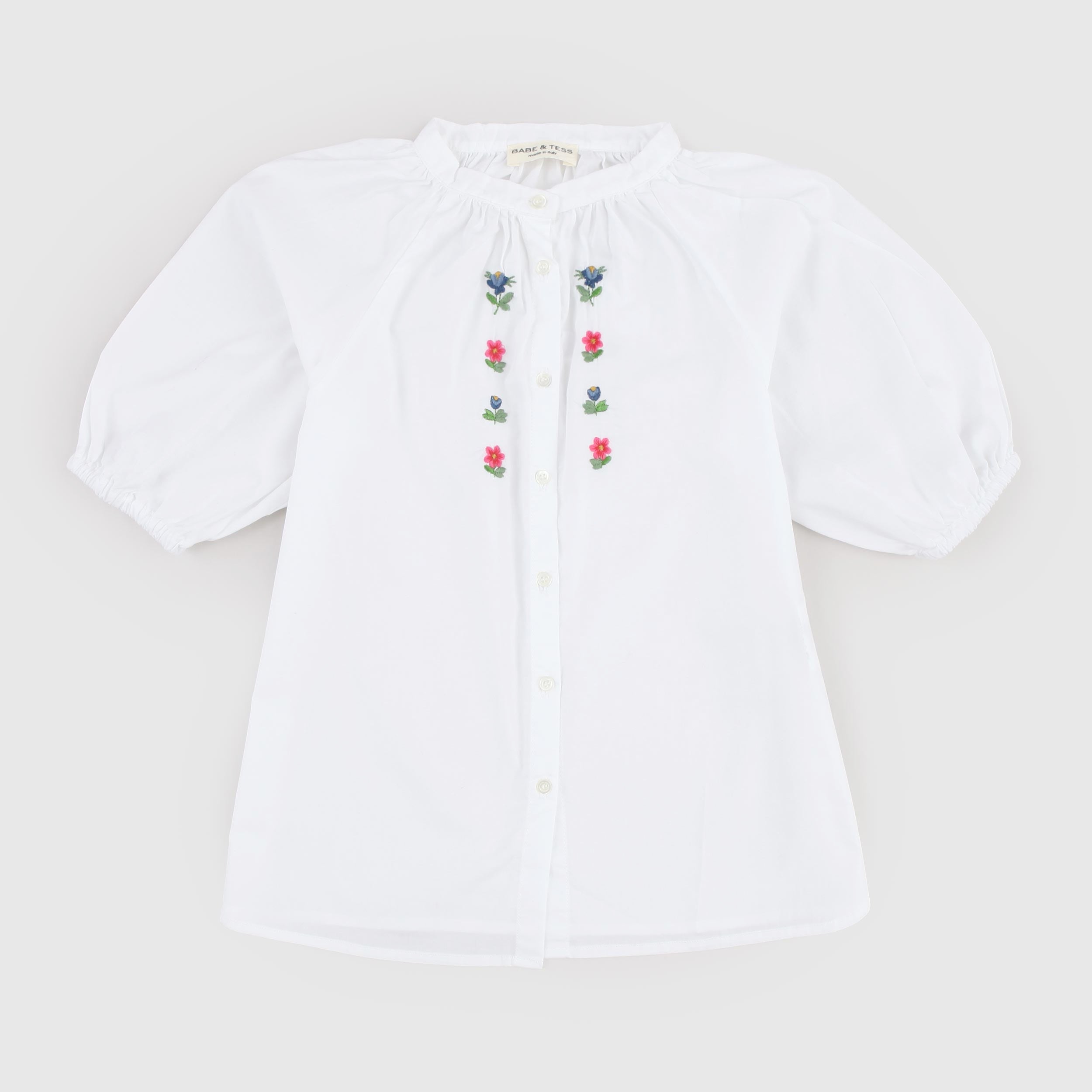Camicia Bianca con Ricamo Colorato Firmata BABE AND TESS