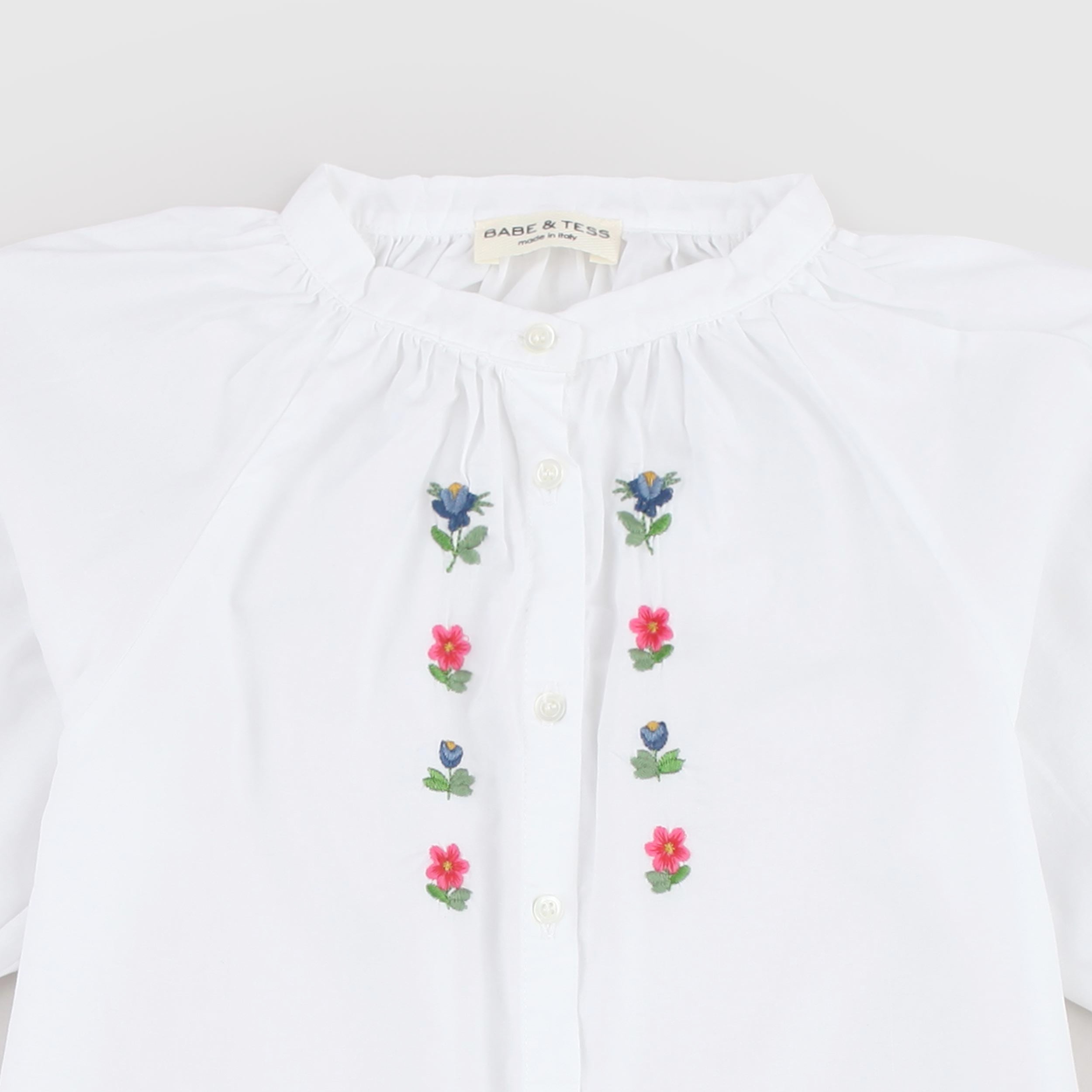 Camicia Bianca con Ricamo Colorato Firmata BABE AND TESS