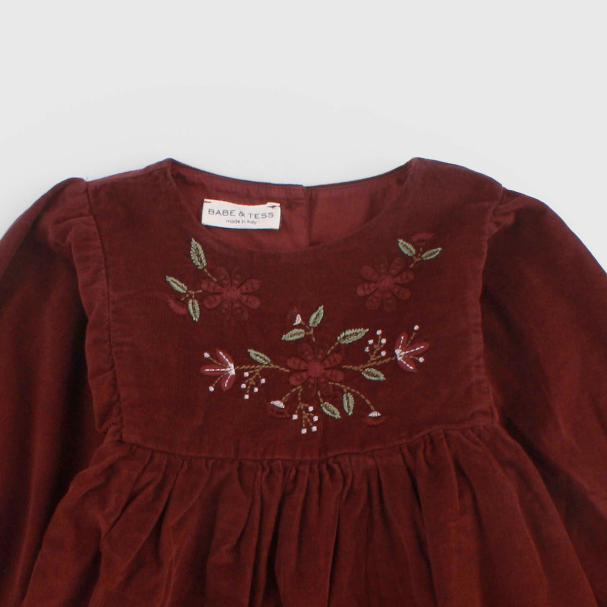 Abito Bordeaux in Velluto a Coste per Bambina by BABE AND TESS