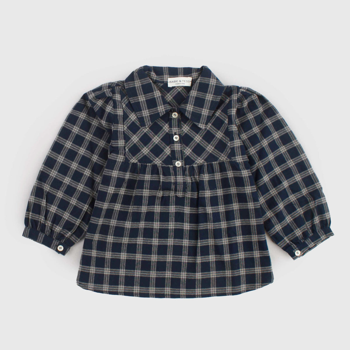 Blue Check Blouse and Cream for Girls by BABE AND TESS