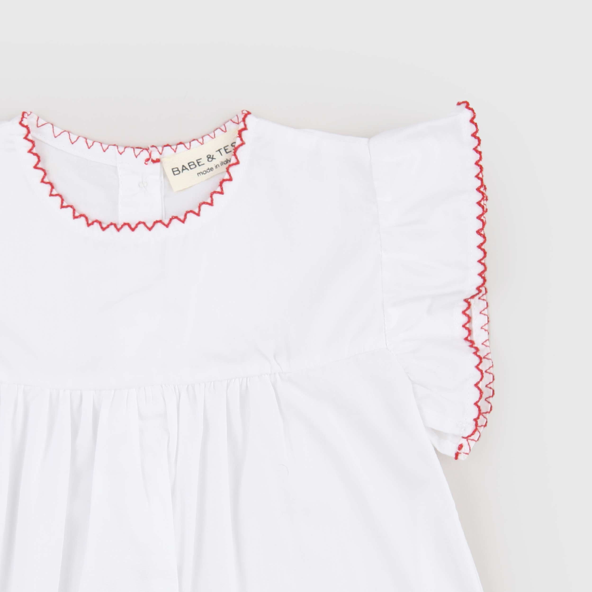 Camicia Bianca in Contrasto Rosso Firmata BABE AND TESS