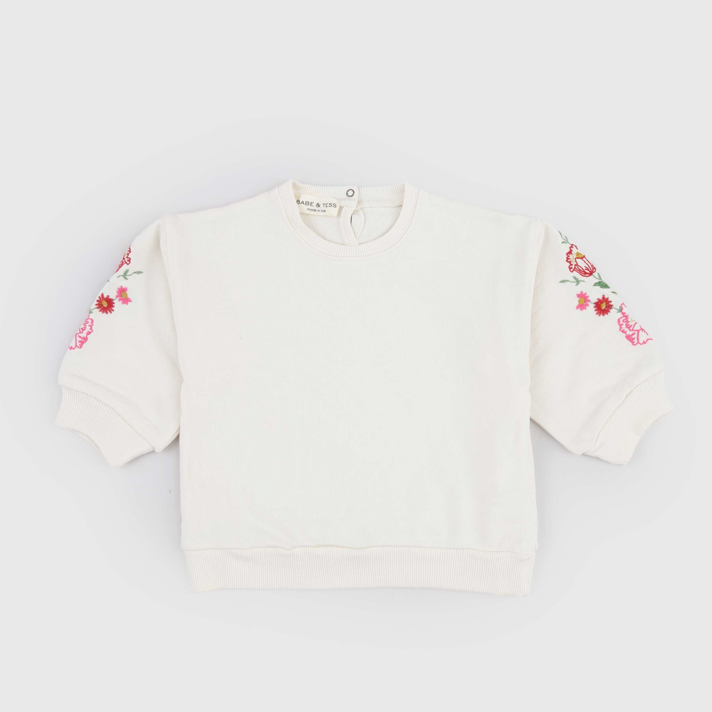 Beige Sweatshirt with Floral Embroidery by BABE AND TESS