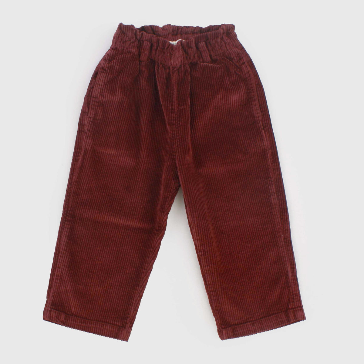 Bordeaux Ribbed Velvet Trousers for Girls by BABE AND TESS