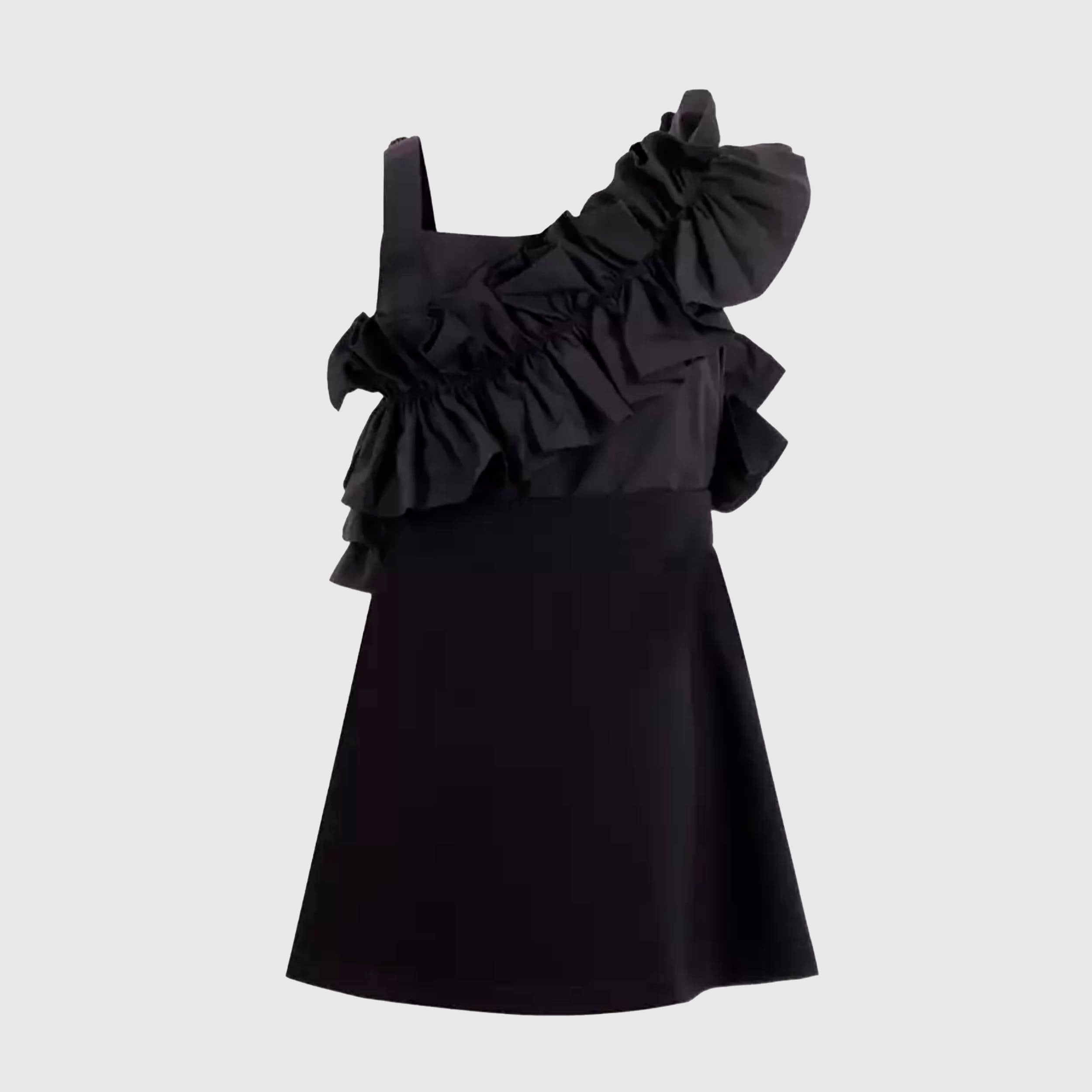 Black Dress with Ruffles and Flounces by BALMAIN