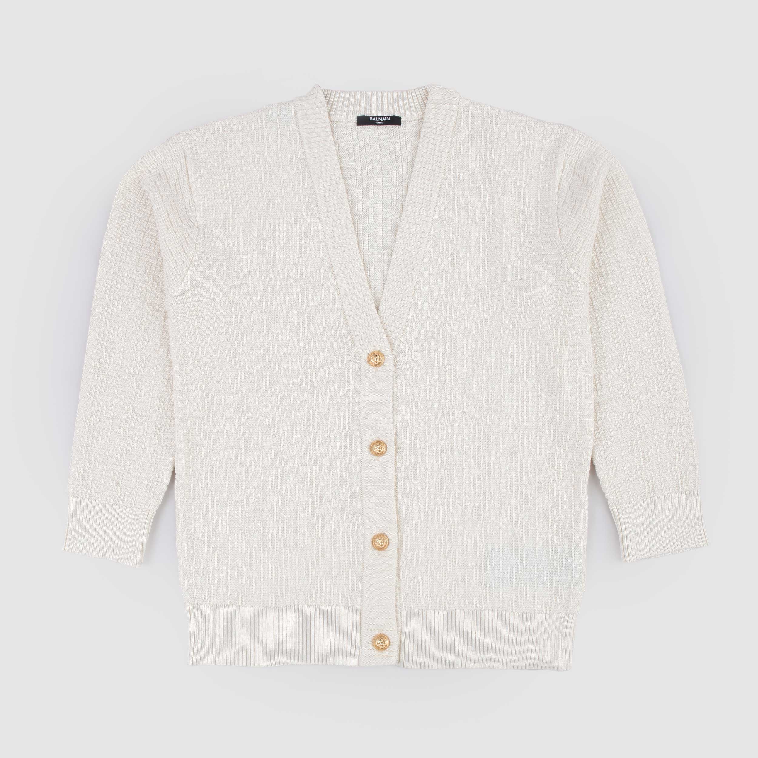 Cardigan Color Latte con Bottoni Oro Firmato BALMAIN