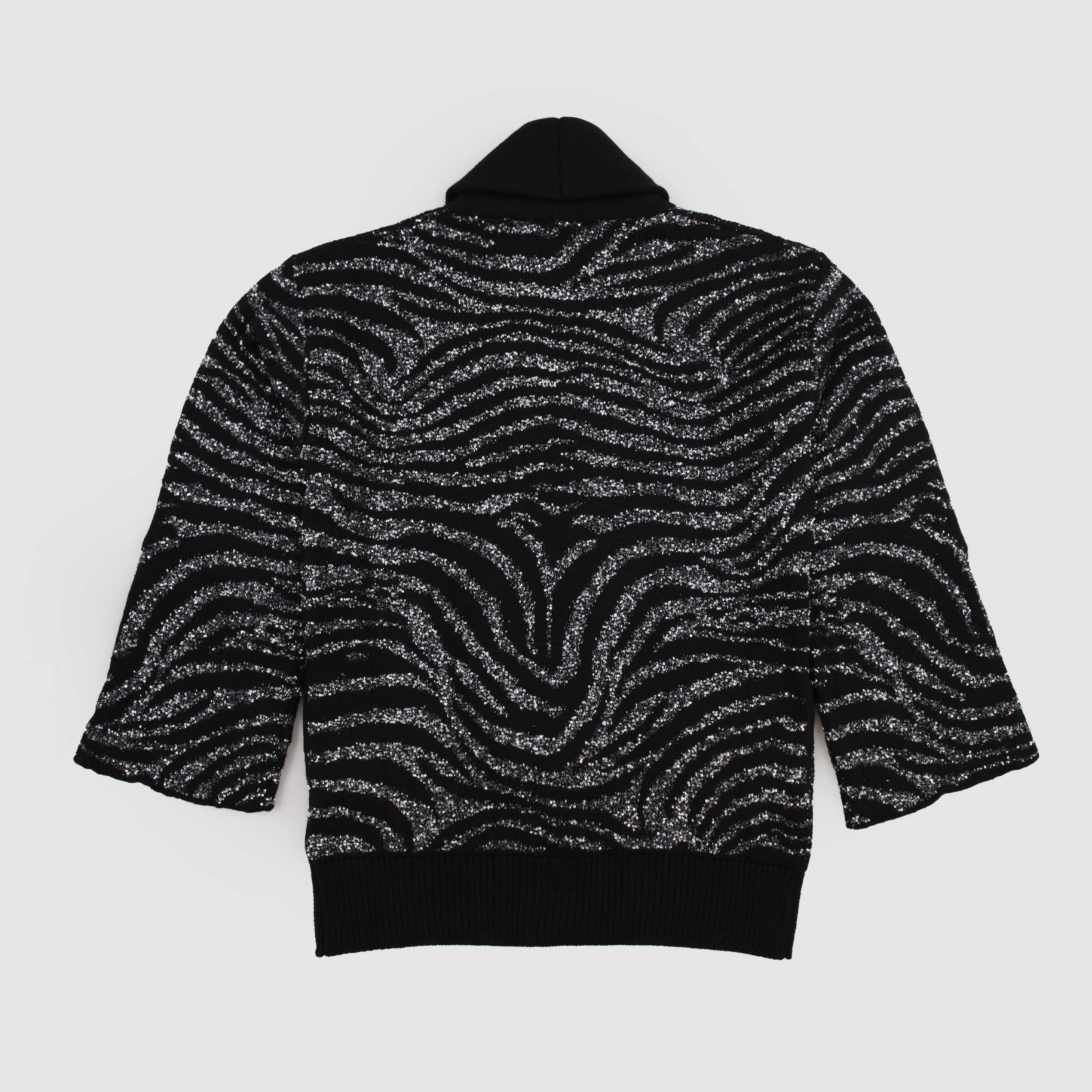 Cardigan Nero Zebrato con Paillettes per Ragazza by BALMAIN