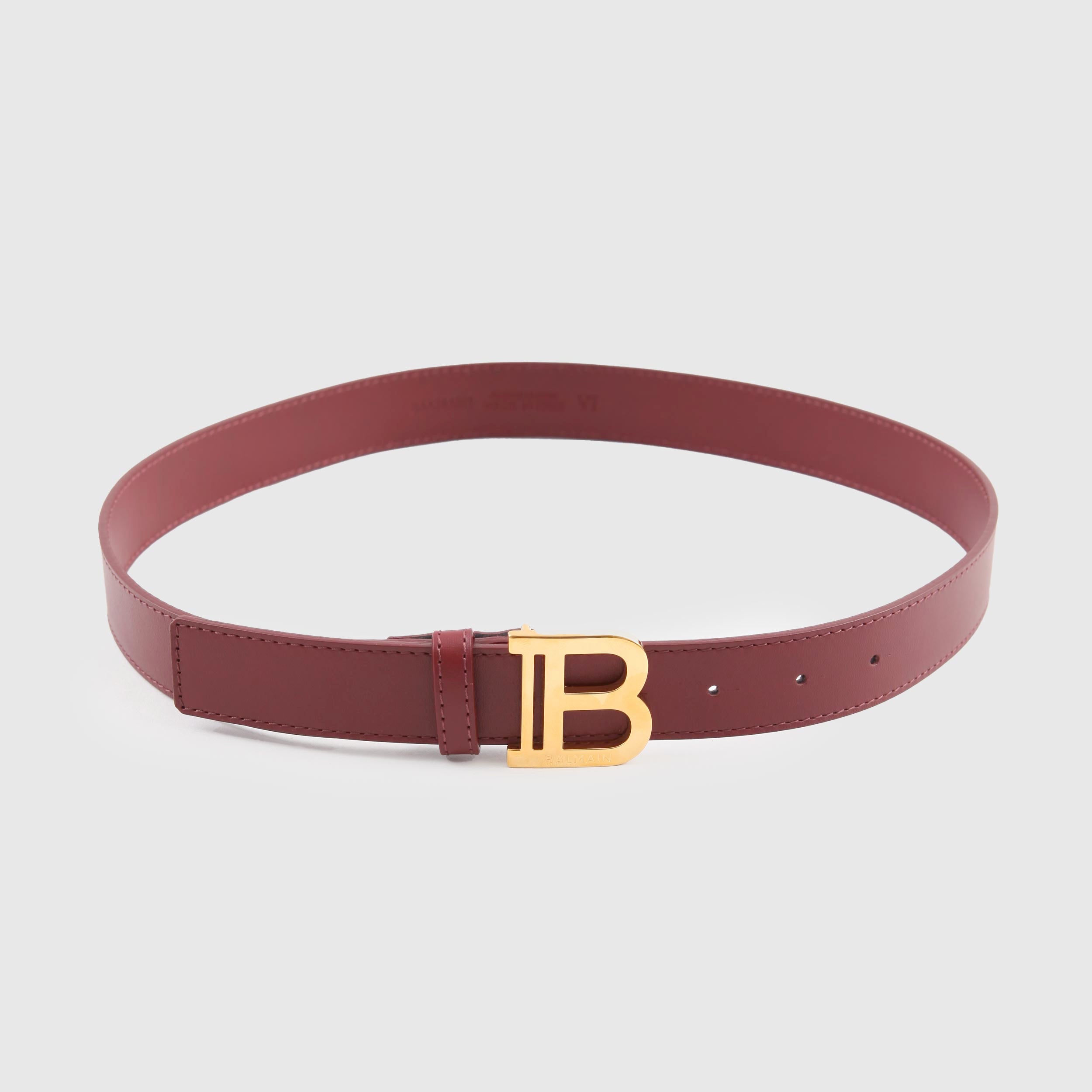 Bordeaux Leather Belt with Logo for Girl By BALMAIN