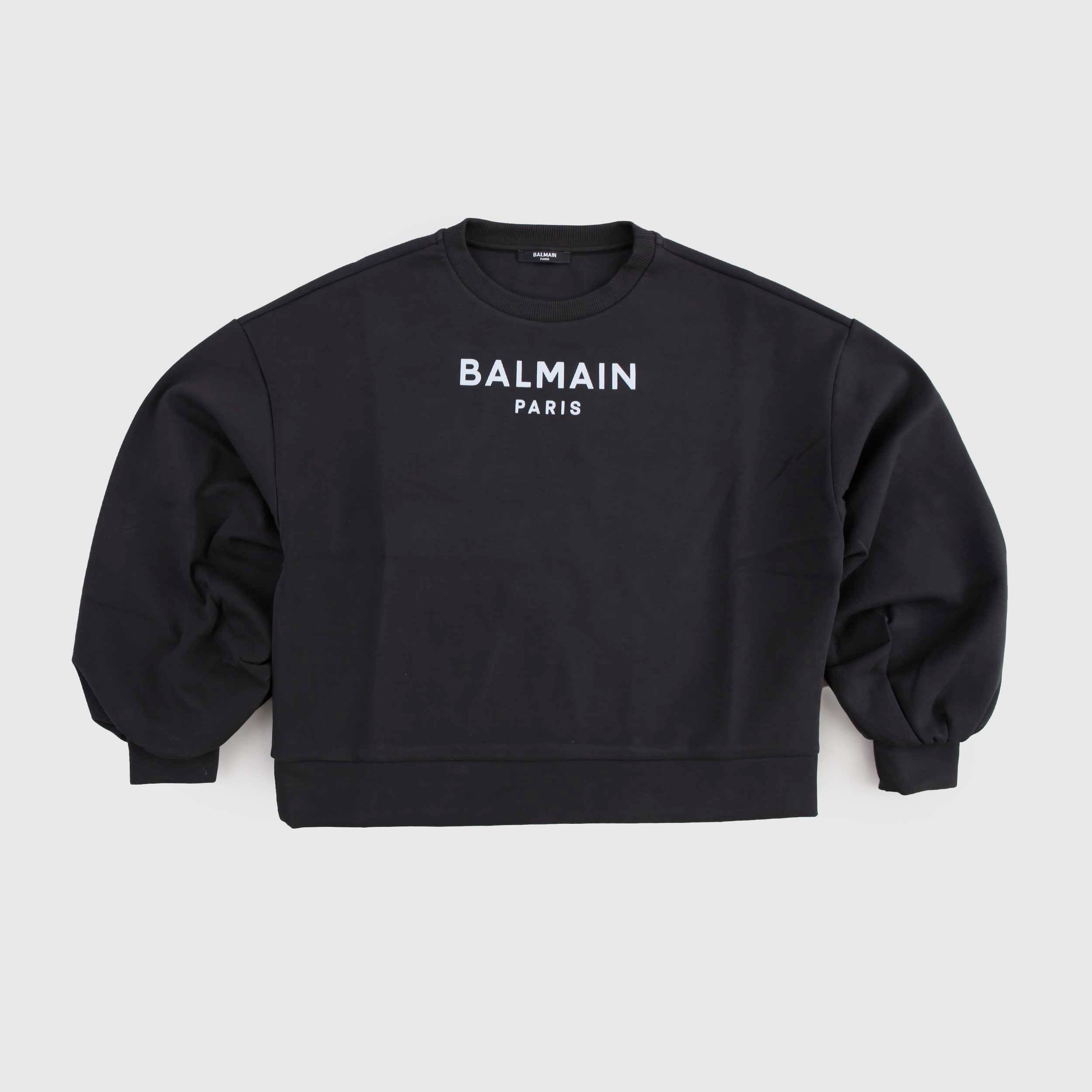 Anthracite Crew Neck Sweatshirt for Girl Signed BALMAIN