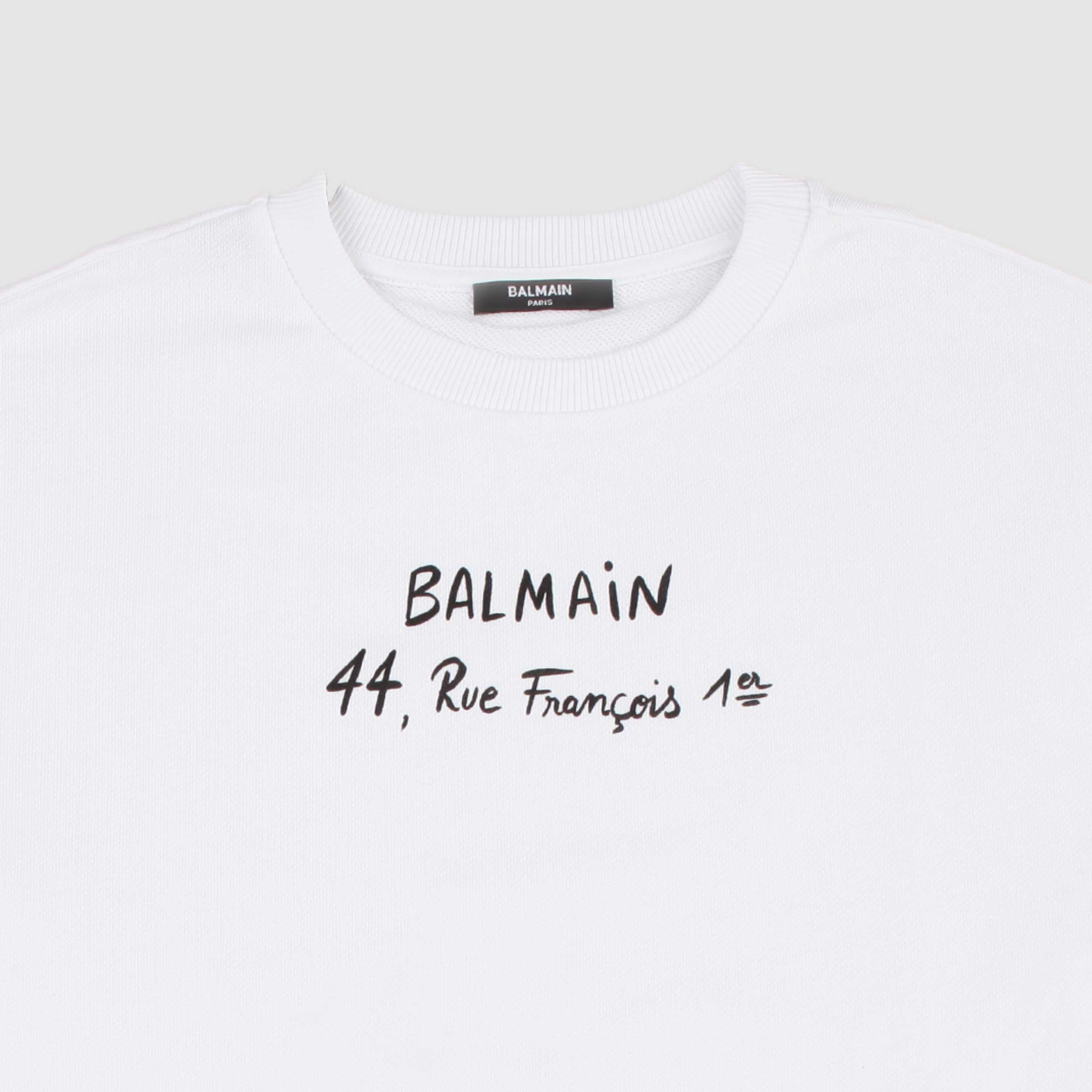 Felpa Bianca con Logo in Contrasto Firmata BALMAIN