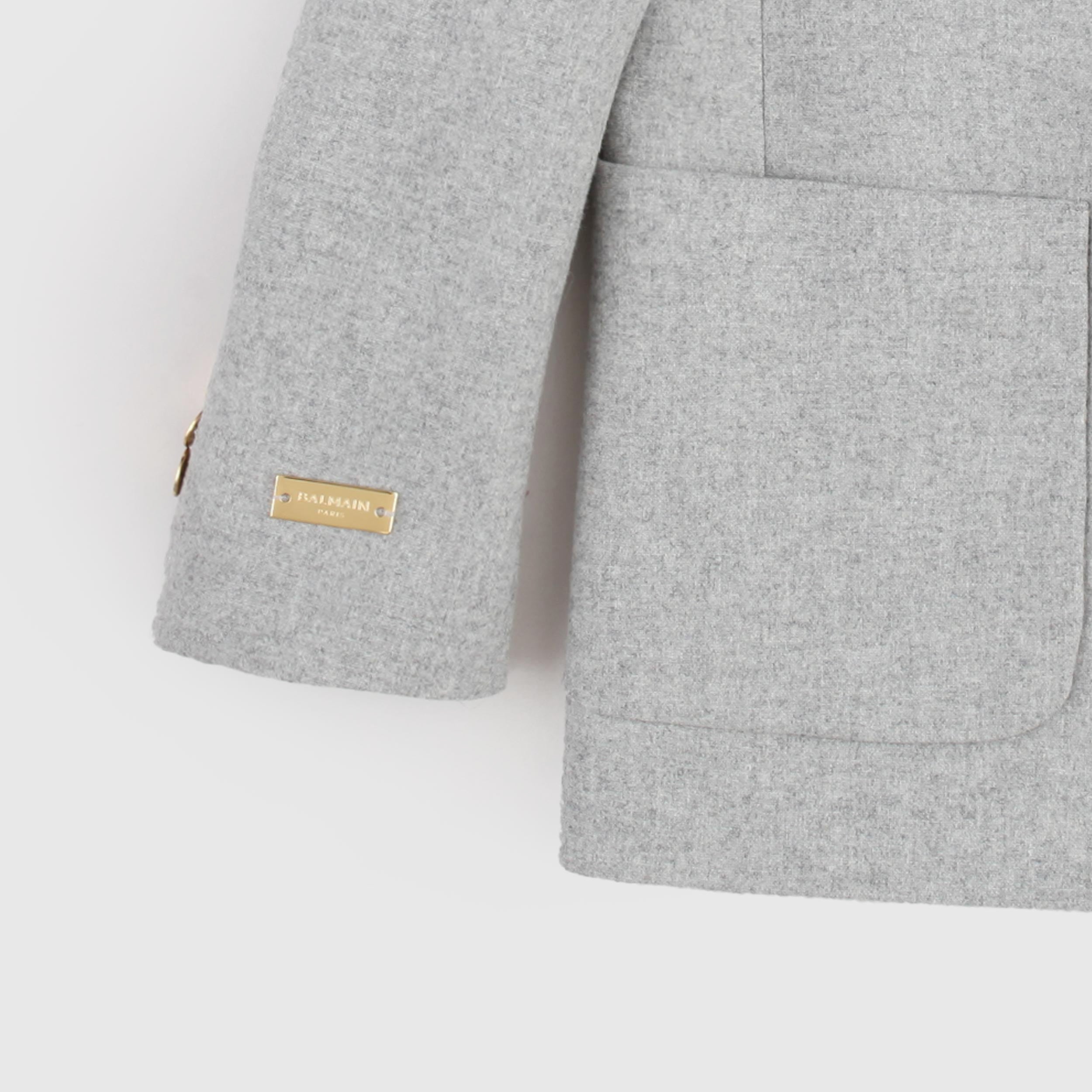 Light Grey Double-breasted Jacket for Girl By BALMAIN