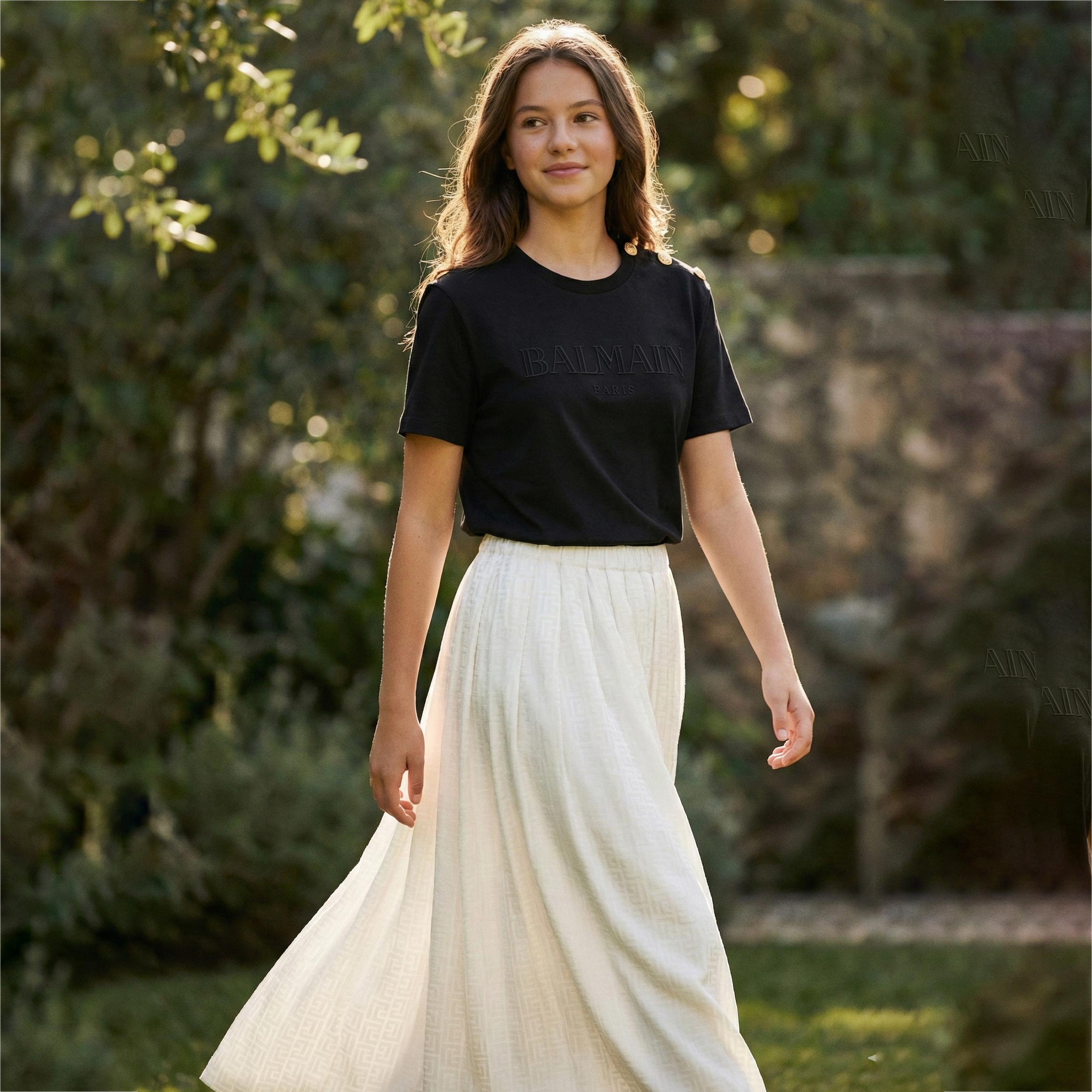 BALMAIN Long Pleated Skirt