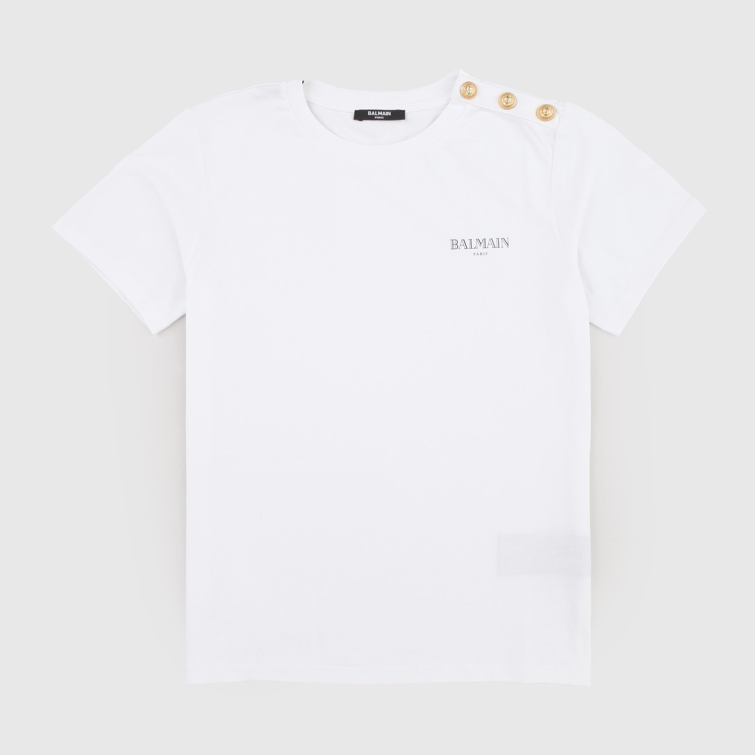 White T-shirt with Black Writing by BALMAIN