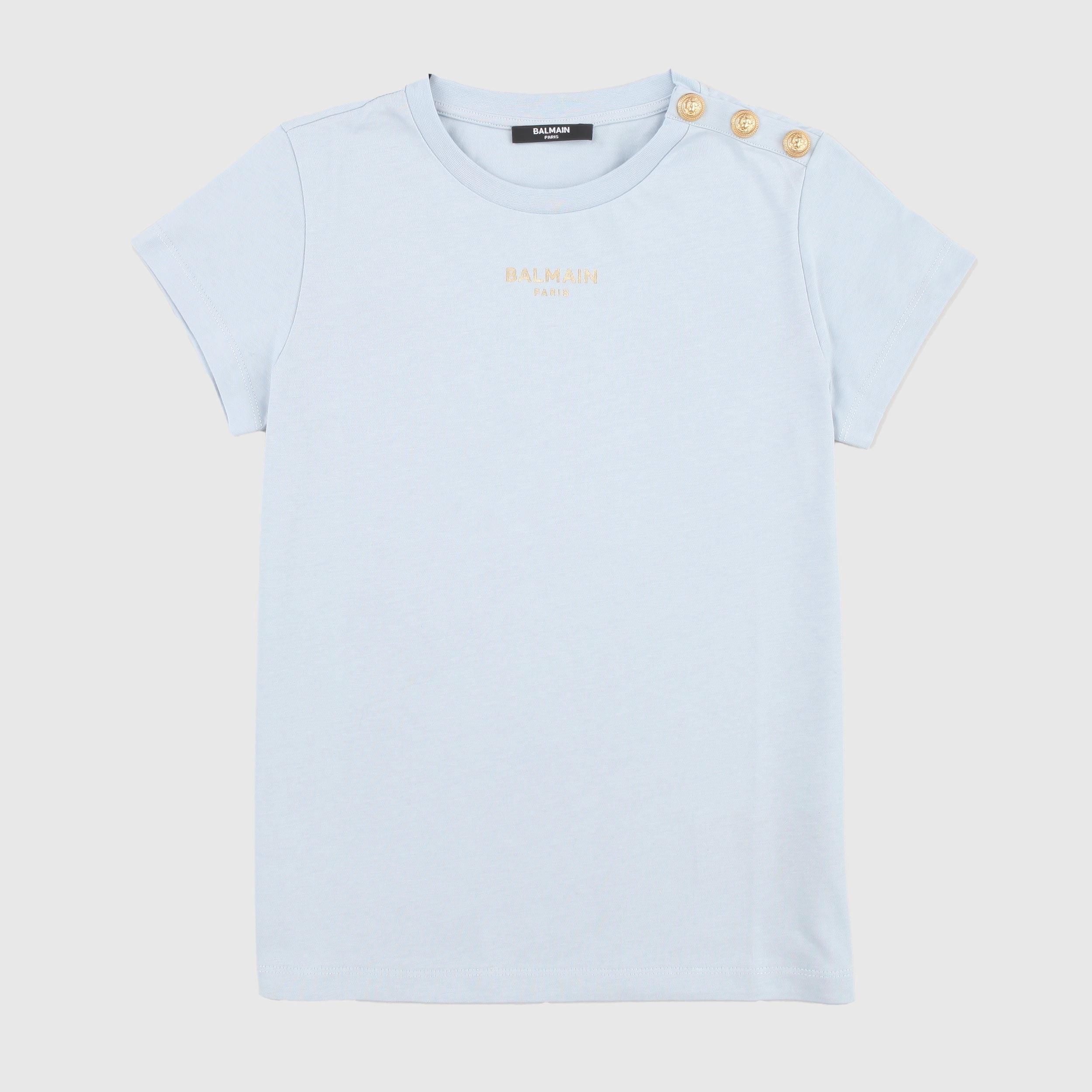 BALMAIN Light Blue Button-Up T-Shirt