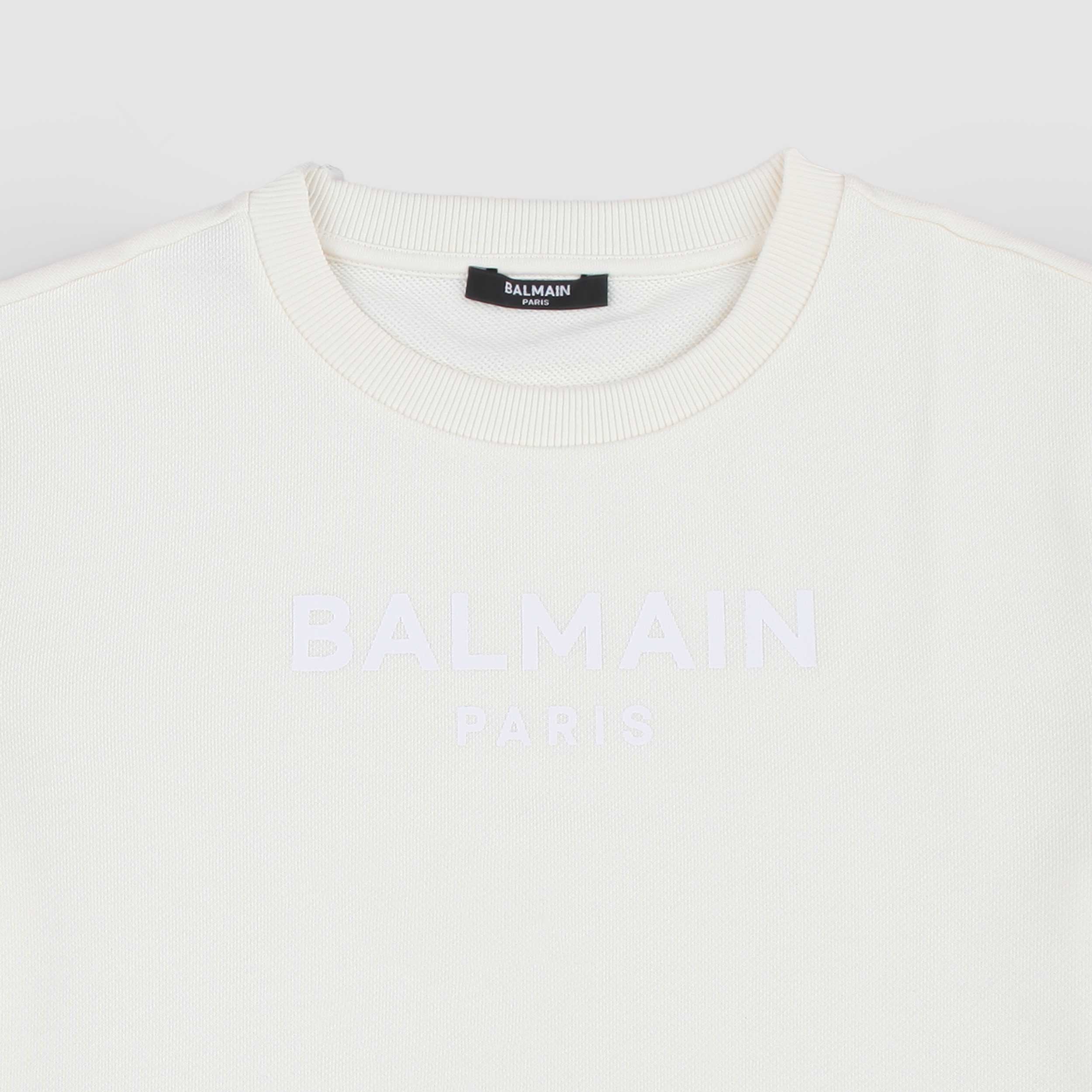 Felpa Color Crema con Logo Firmata BALMAIN