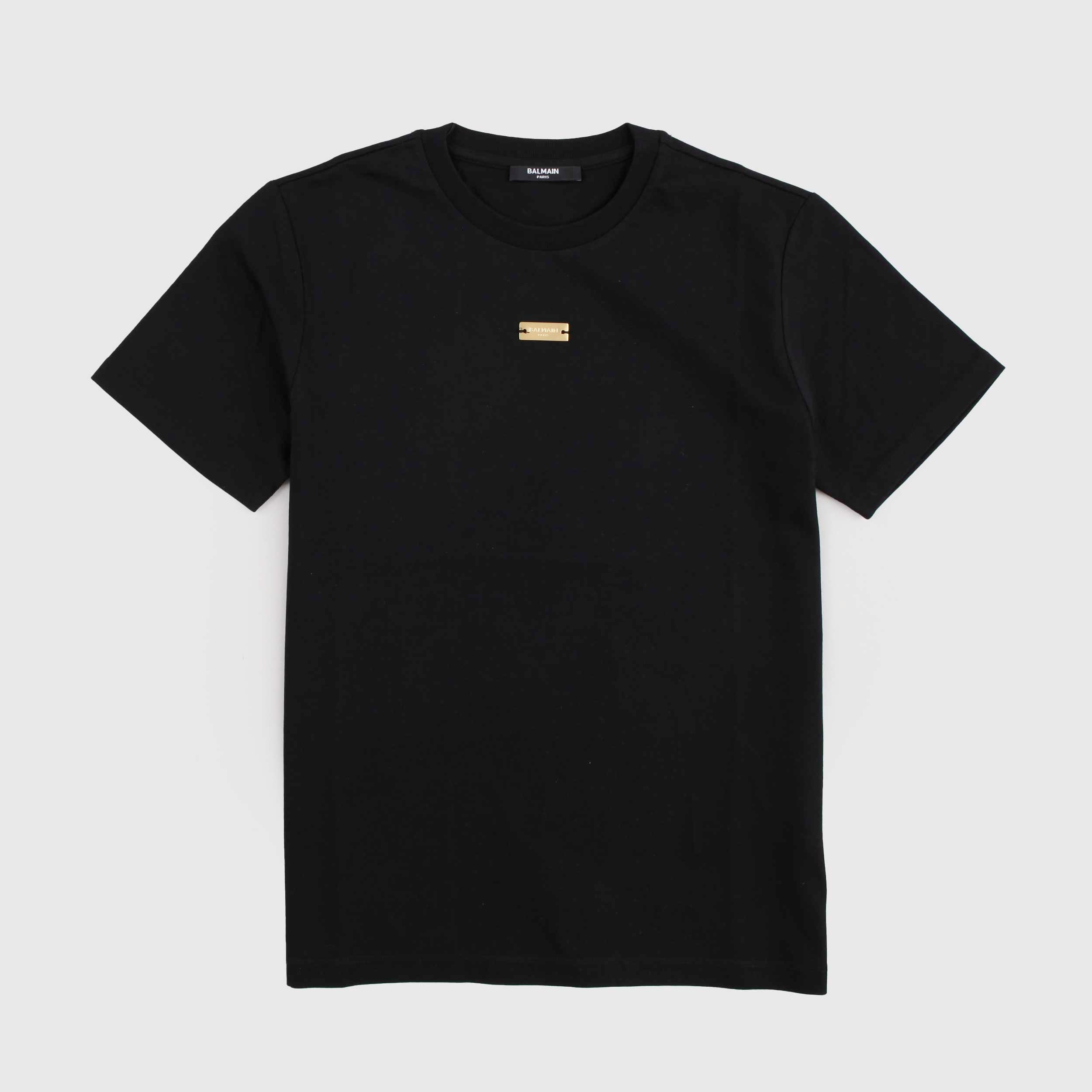T-shirt Nera a Mezza Manica con Dettaglio Oro by BALMAIN