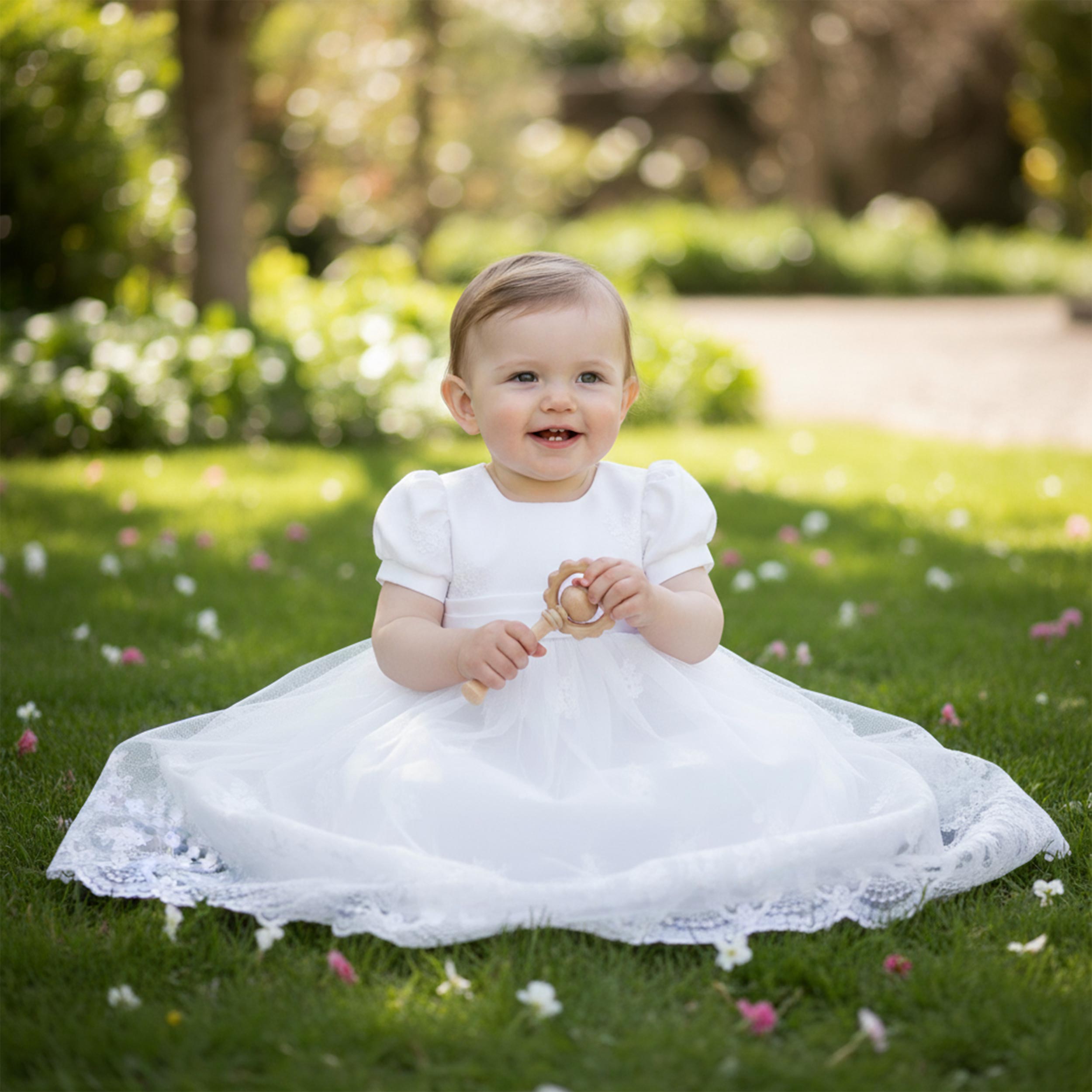 Abito Bianco Battesimo Con Tessuto In Velo Firmato BARONI