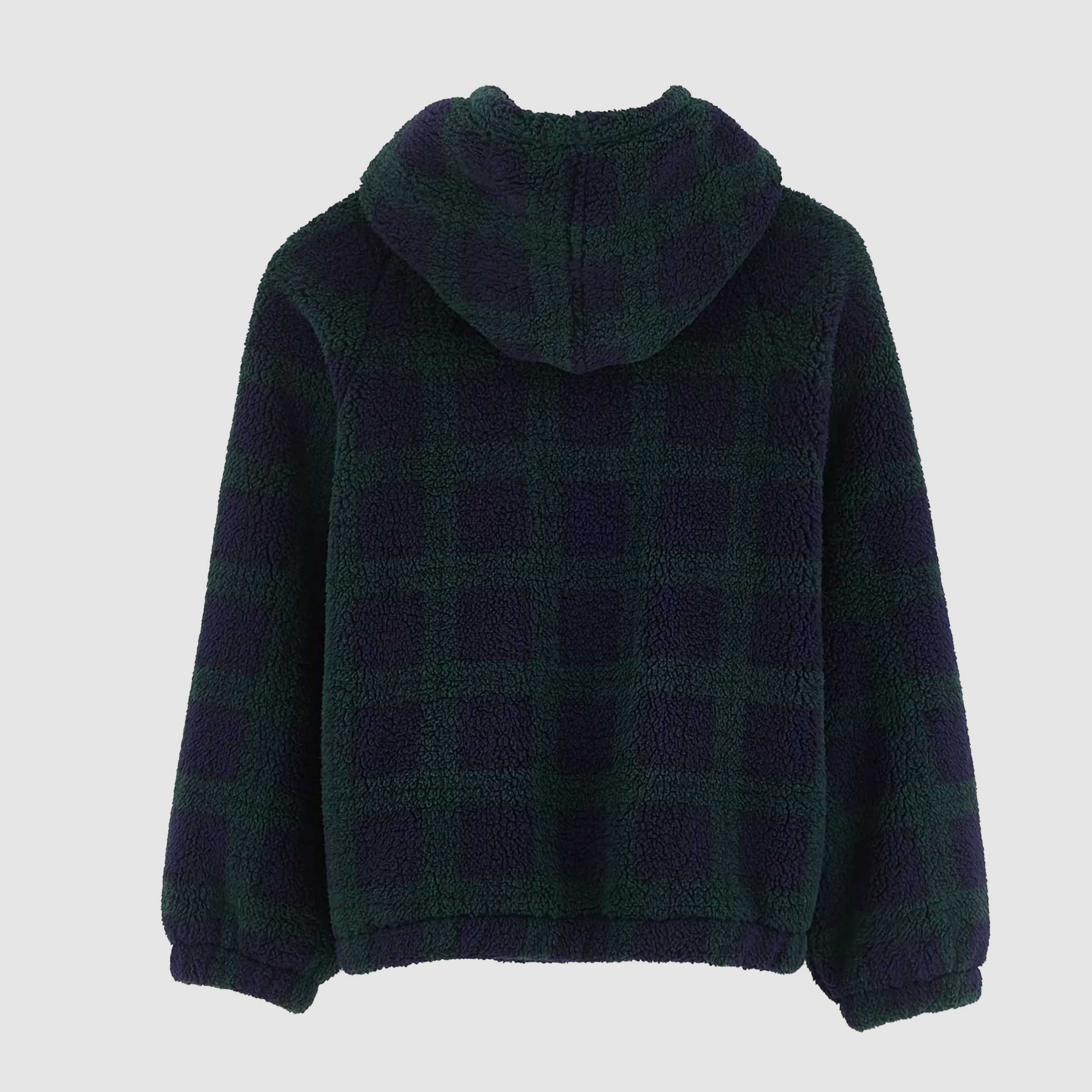 Felpa Verde e Blu in Pile a Quadri per Ragazzi by BELLEROSE