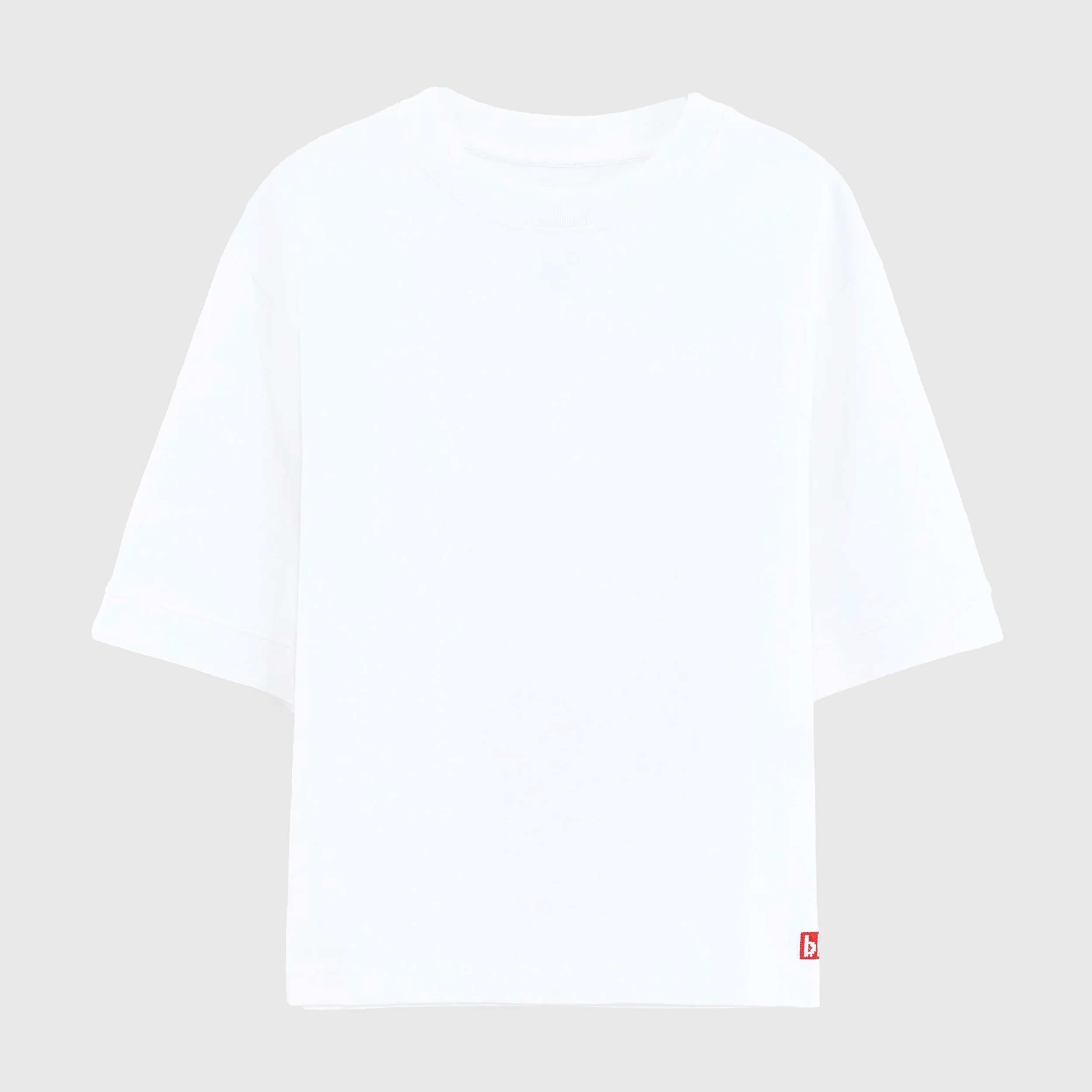 T-shirt Bianca con Targhetta Rossa Firmata BELLEROSE