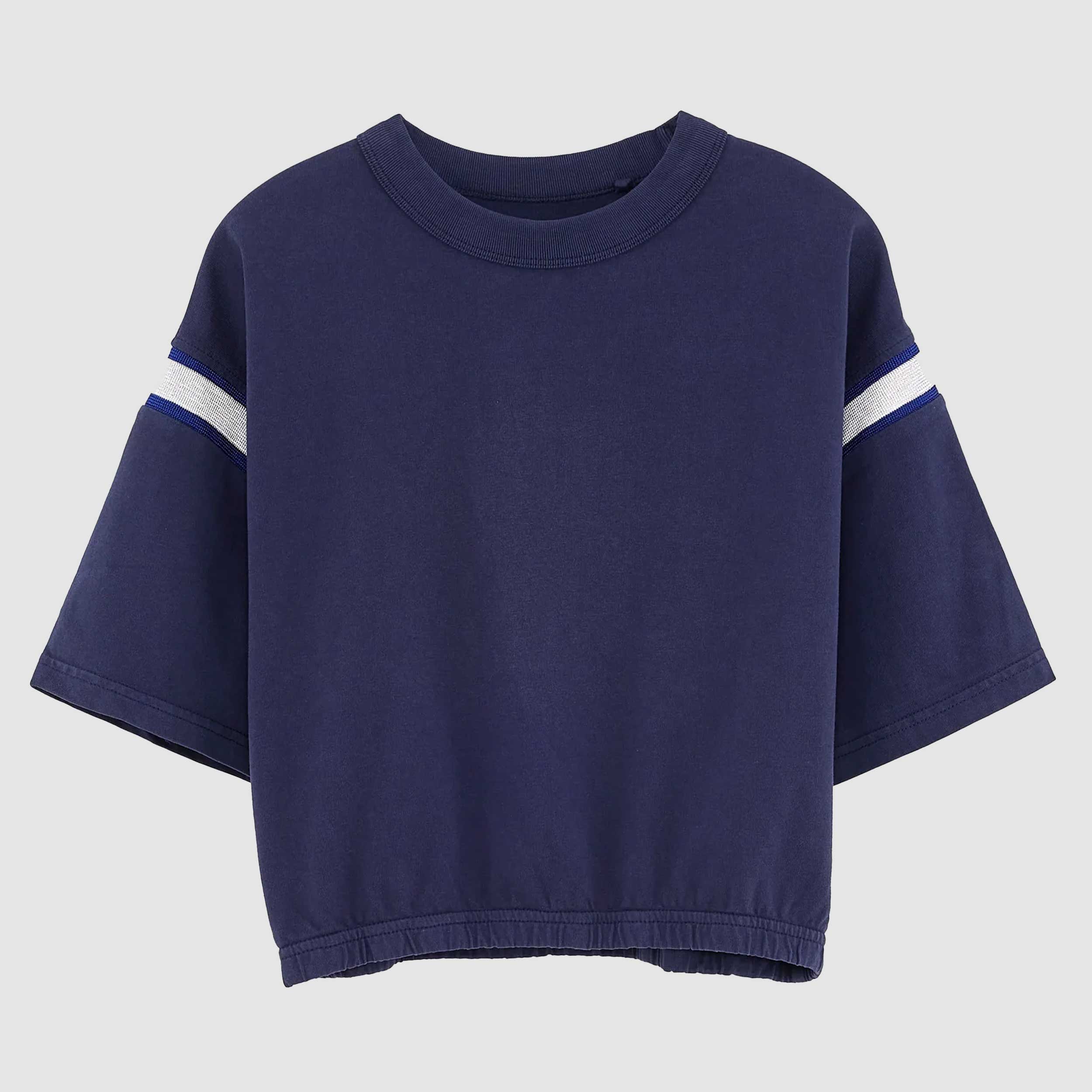 T-shirt Blu Applicazione in Filo Argento Firmata BELLEROSE