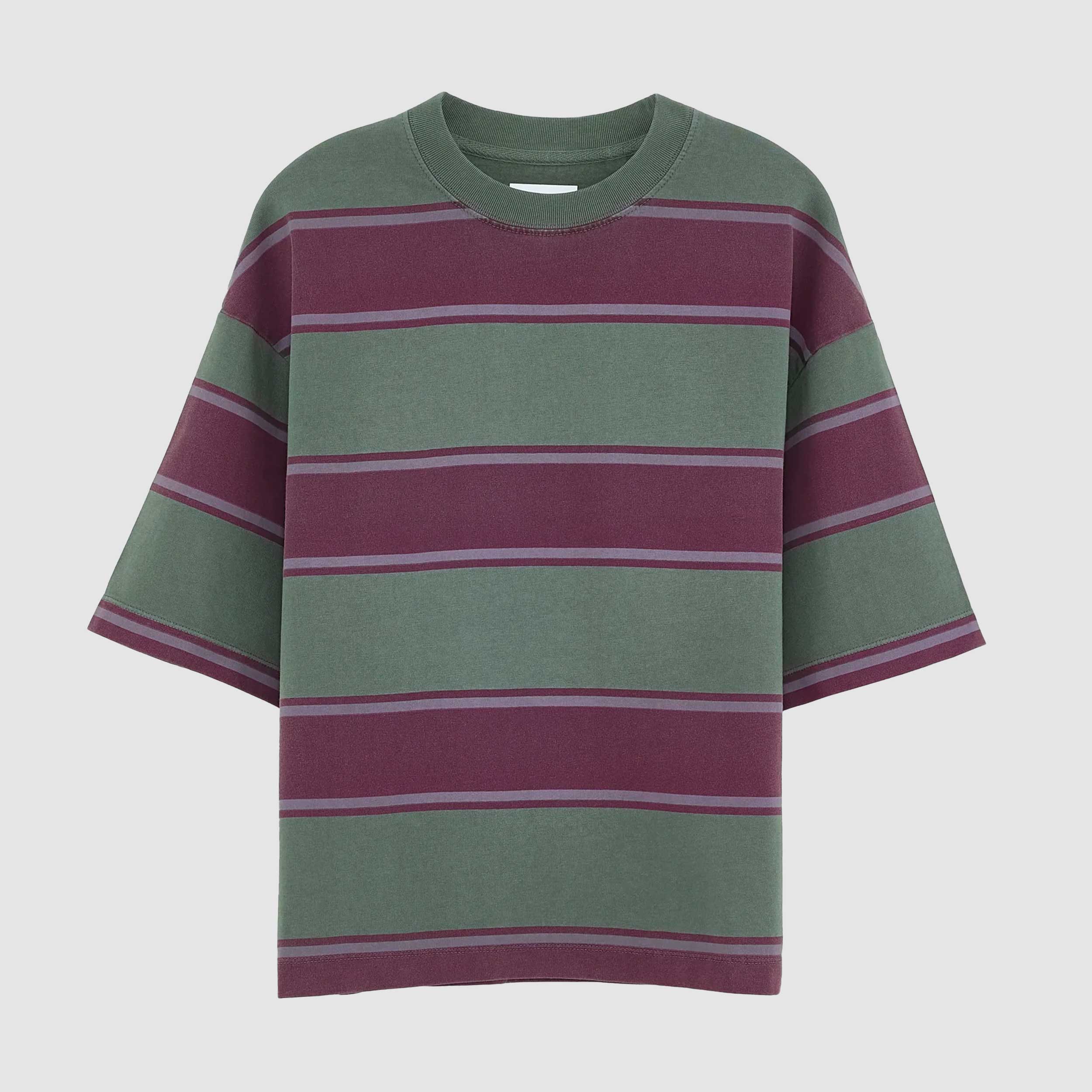 T-shirt Verde con Fasce Bordeaux Firmata BELLEROSE