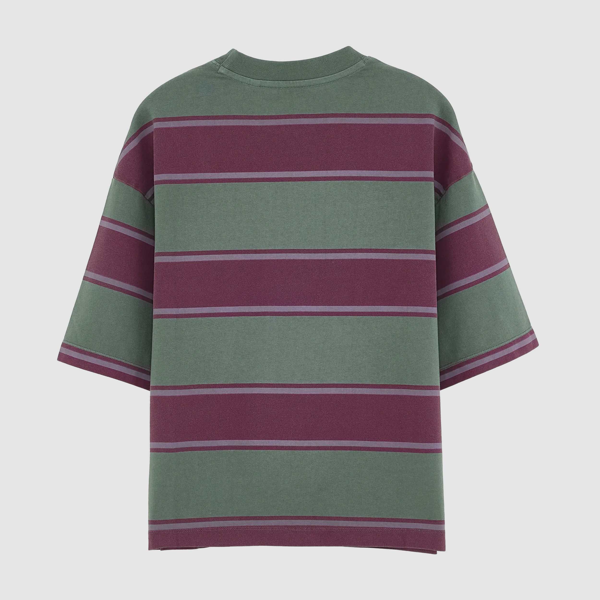 T-shirt Verde con Fasce Bordeaux Firmata BELLEROSE