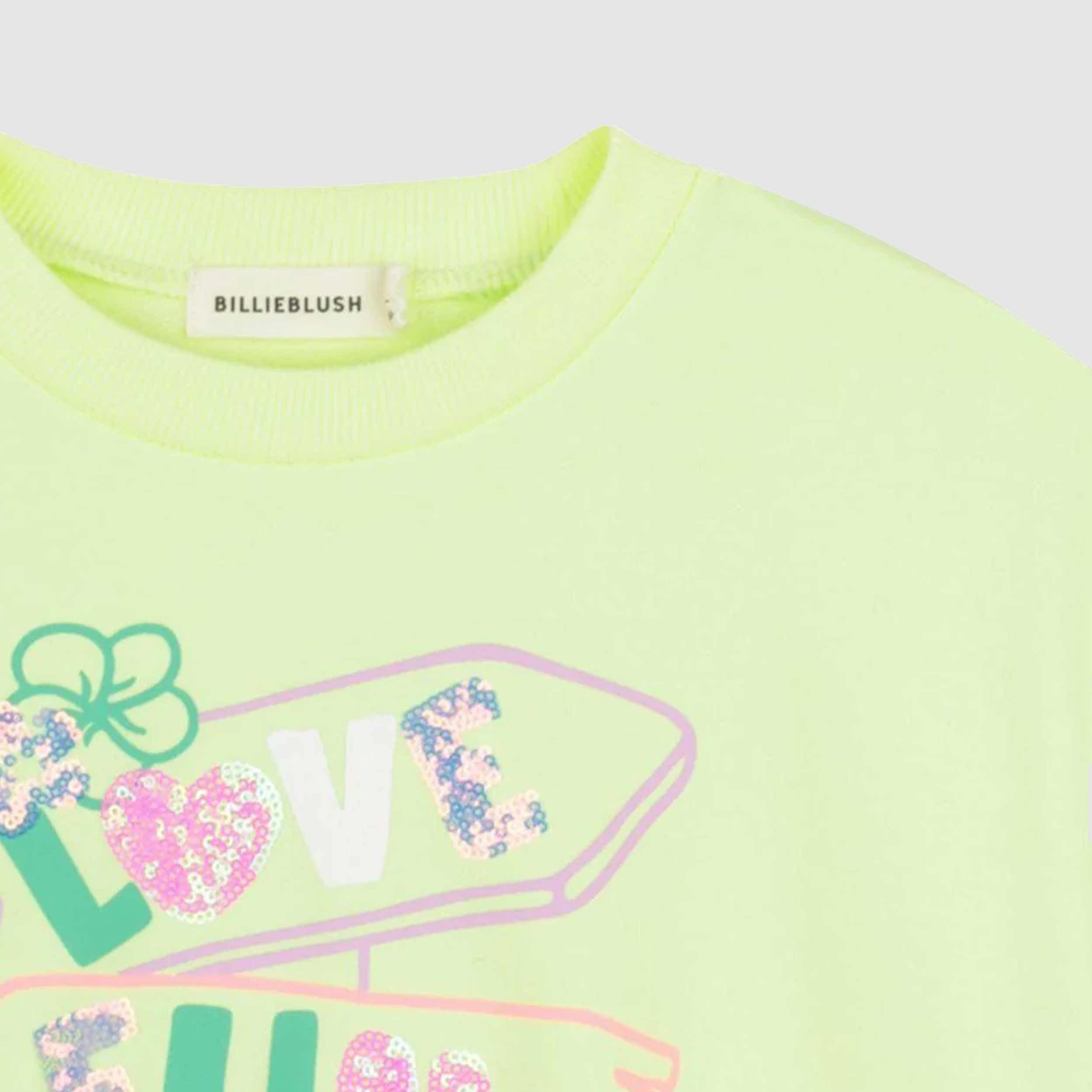 Girls' Yellow Sweatshirt with Signature BILLIEBLUSH Print