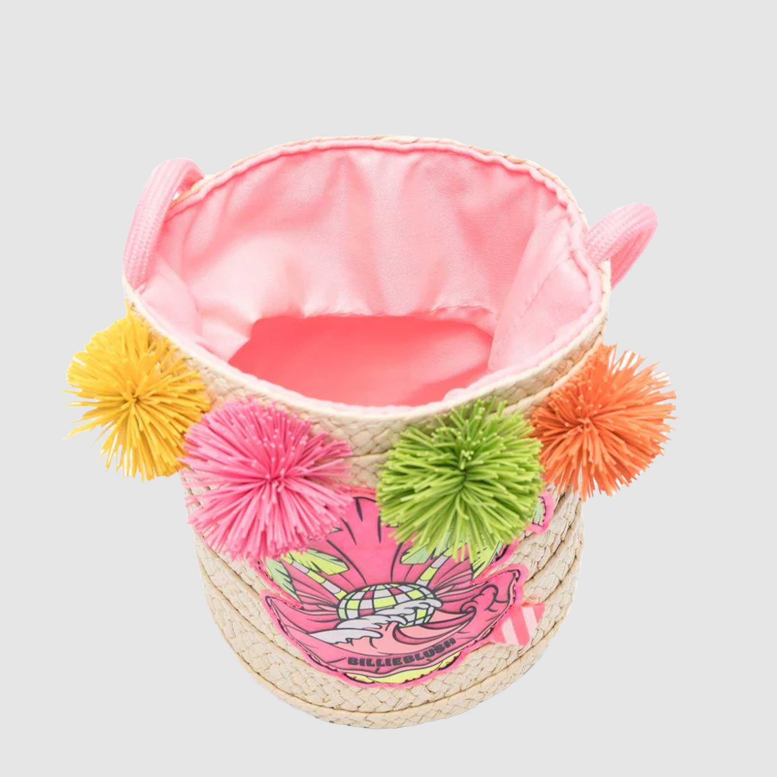 Borsa Beige con Pompon e Stampa Multicolore Firmata BILLIEBLUSH