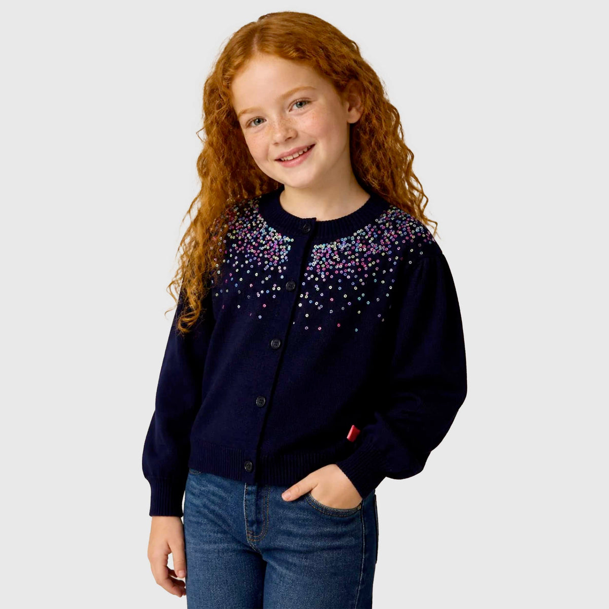 Cardigan Blu con Paillettes per Bambina BILLIEBLUSH