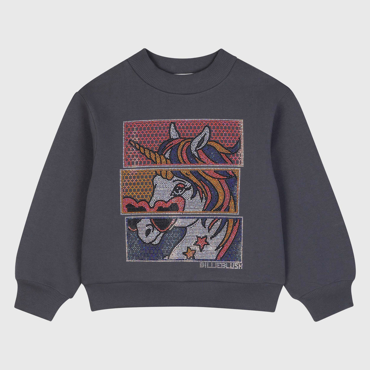 Felpa Grigia con Stampa Unicorno Glitterato per Bambina BILLIEBLUSH