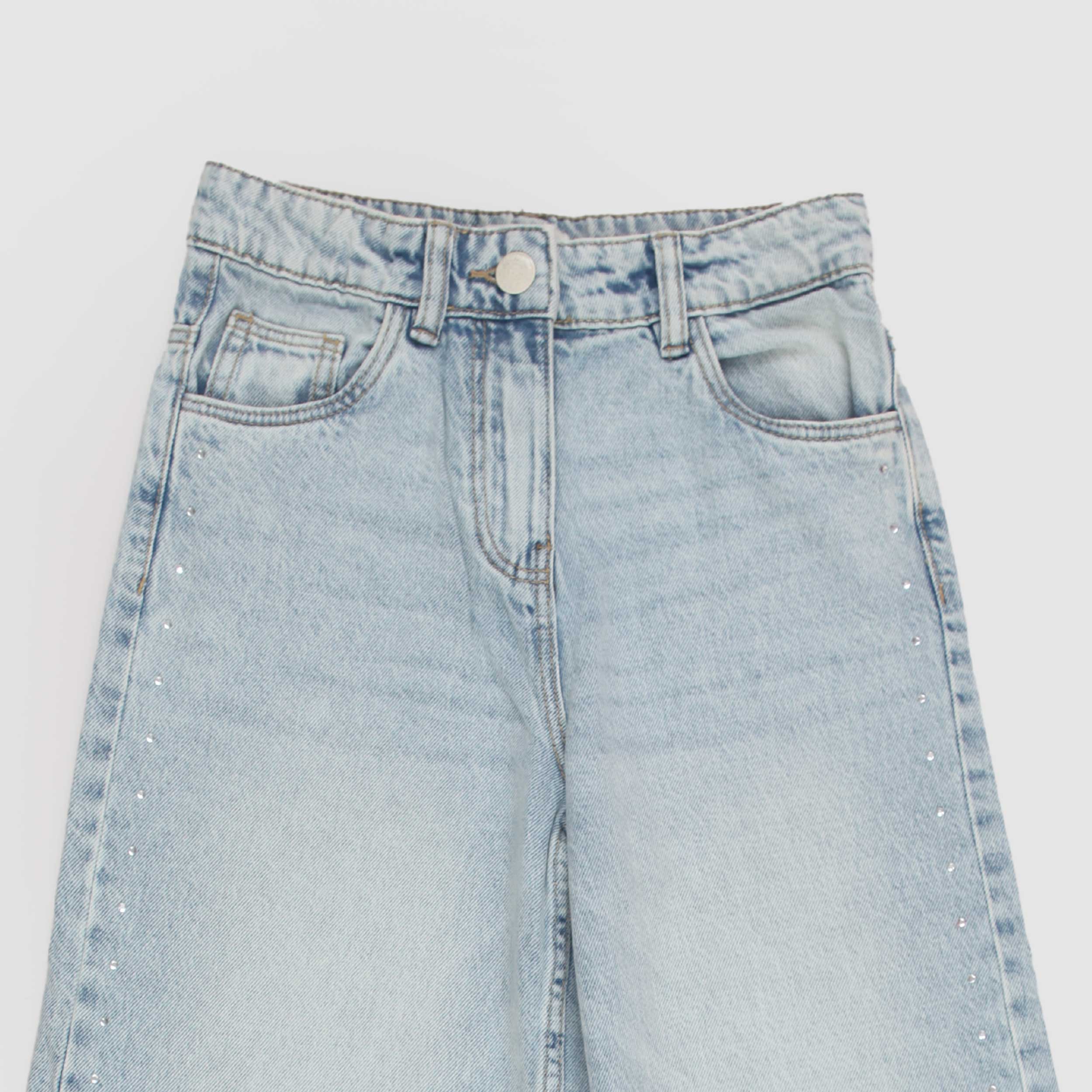 Jeans Celeste con Strass Argentati Firmato BILLIEBLUSH